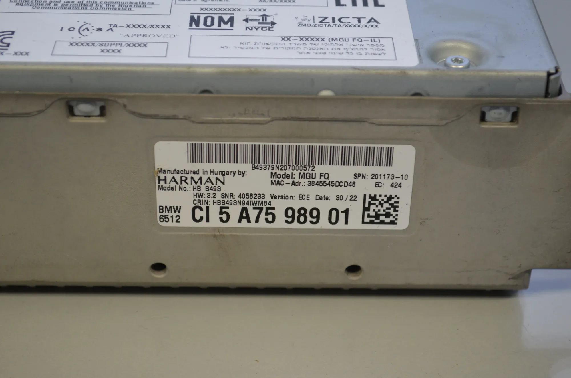 Navigation System – OEM 5A47C37 · BMW iX3 (G08) (2020 - -) Electric (286 HP) 2022 – 13