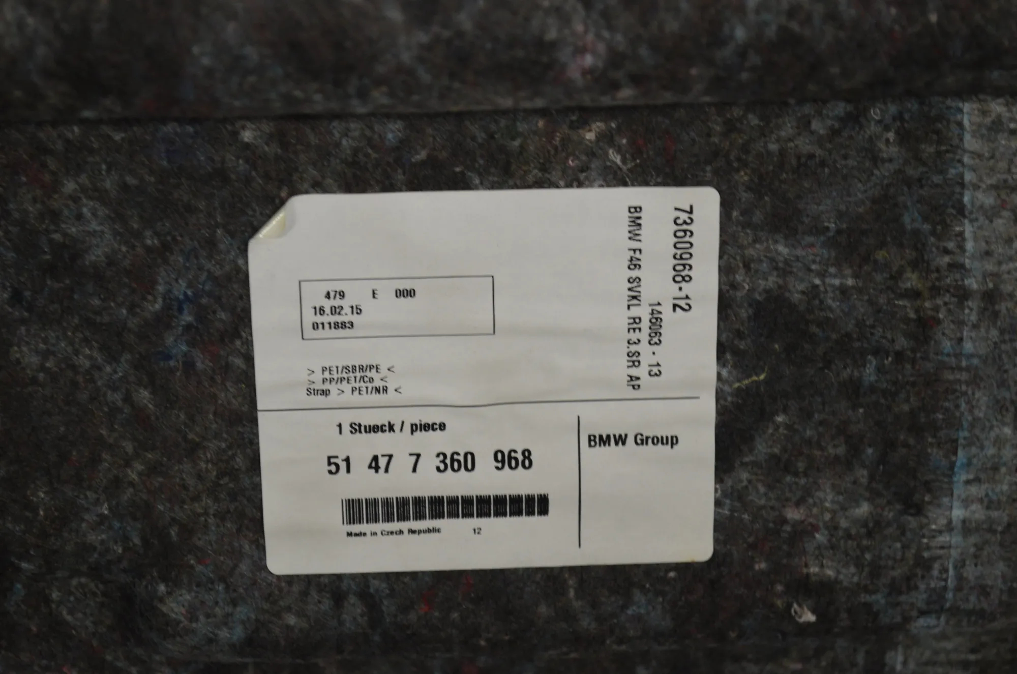 Right Side Trunk Trim – OEM 7360968 · BMW 2 Gran Tourer (F46) 218 i 2015 – 4