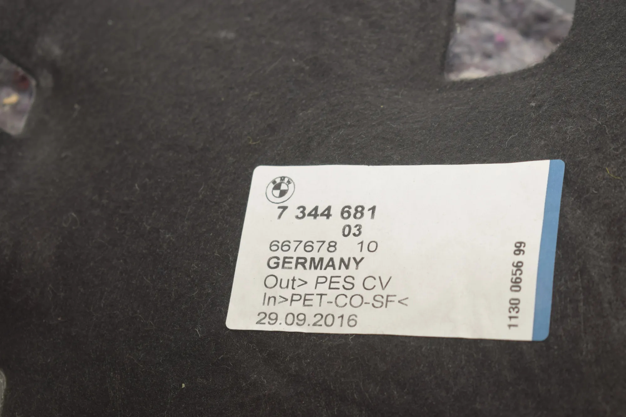 Sound Insulation – OEM 7344681 · BMW 7 (G11, G12) 730 d 2016 – 4