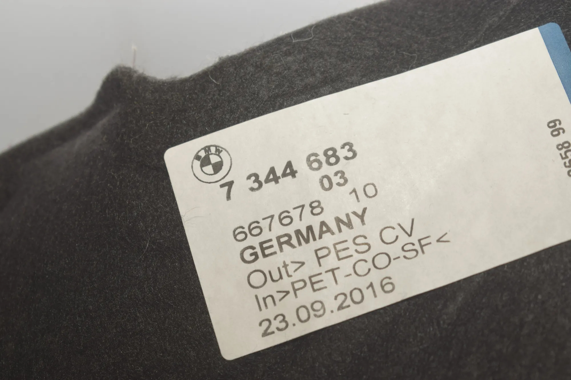 Sound Insulation – OEM 7344681 · BMW 7 (G11, G12) 730 d 2016 – 7