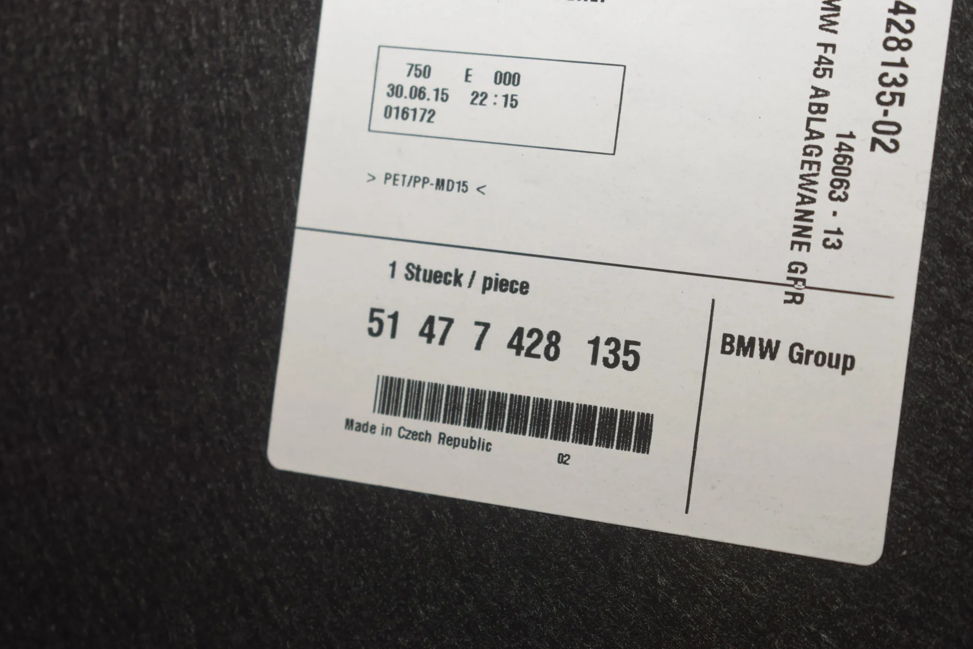 Trunk Trim Kit – OEM 7428135 · BMW 2 Active Tourer (F45) 216 d 2015 – 6