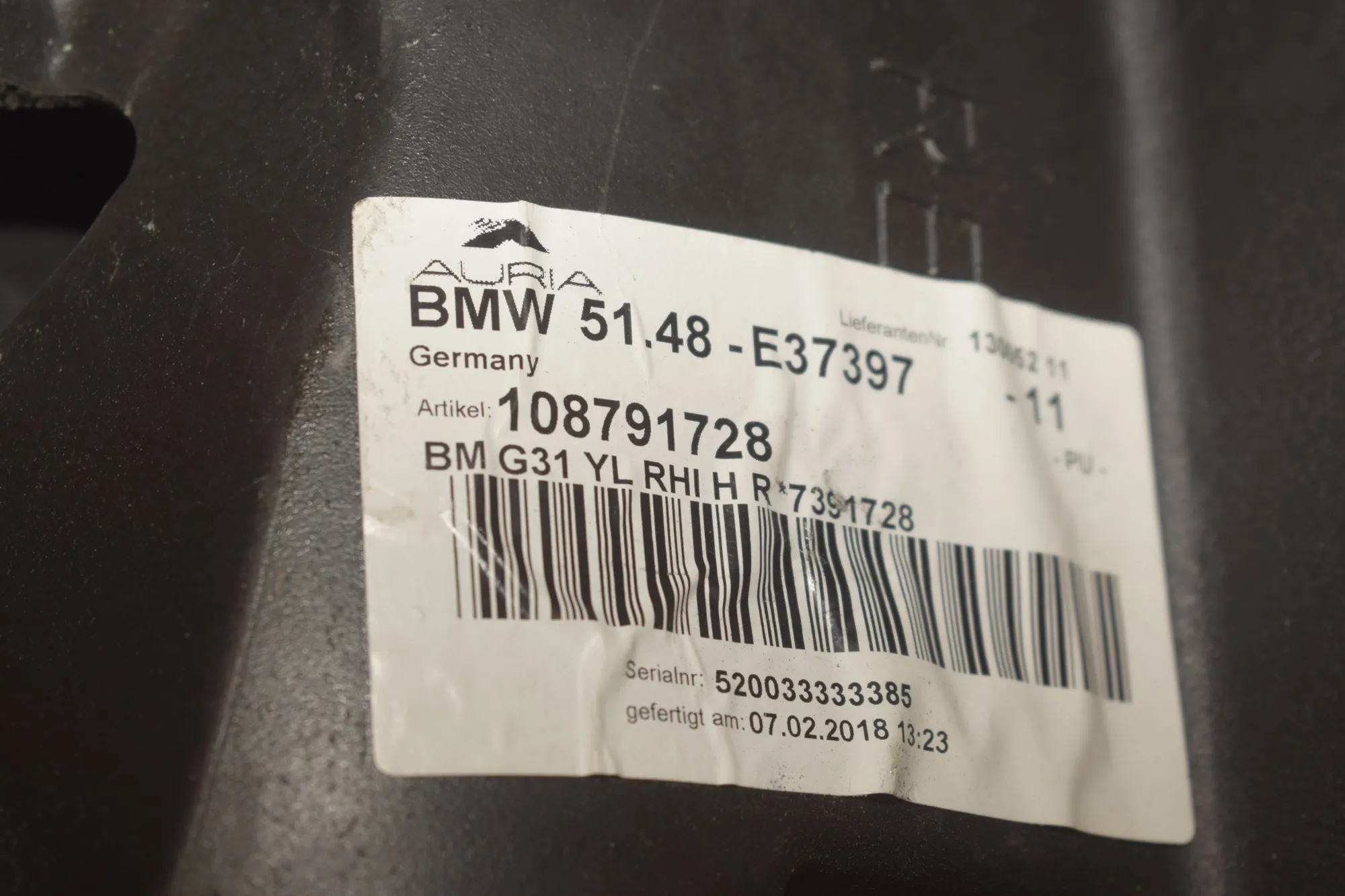 Sound Insulation – OEM 7375758 · BMW 5 Touring (G31) (2017 - -) M 550 d xDrive 2018 – 7