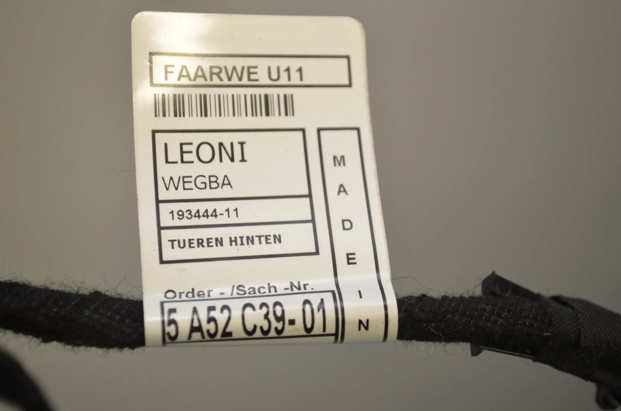 Rear Left Door Wiring – OEM 5A52C39 · BMW X1 (U11) (2022 - -) BMW X1 (U11) sDrive 18 i 2024 – 4