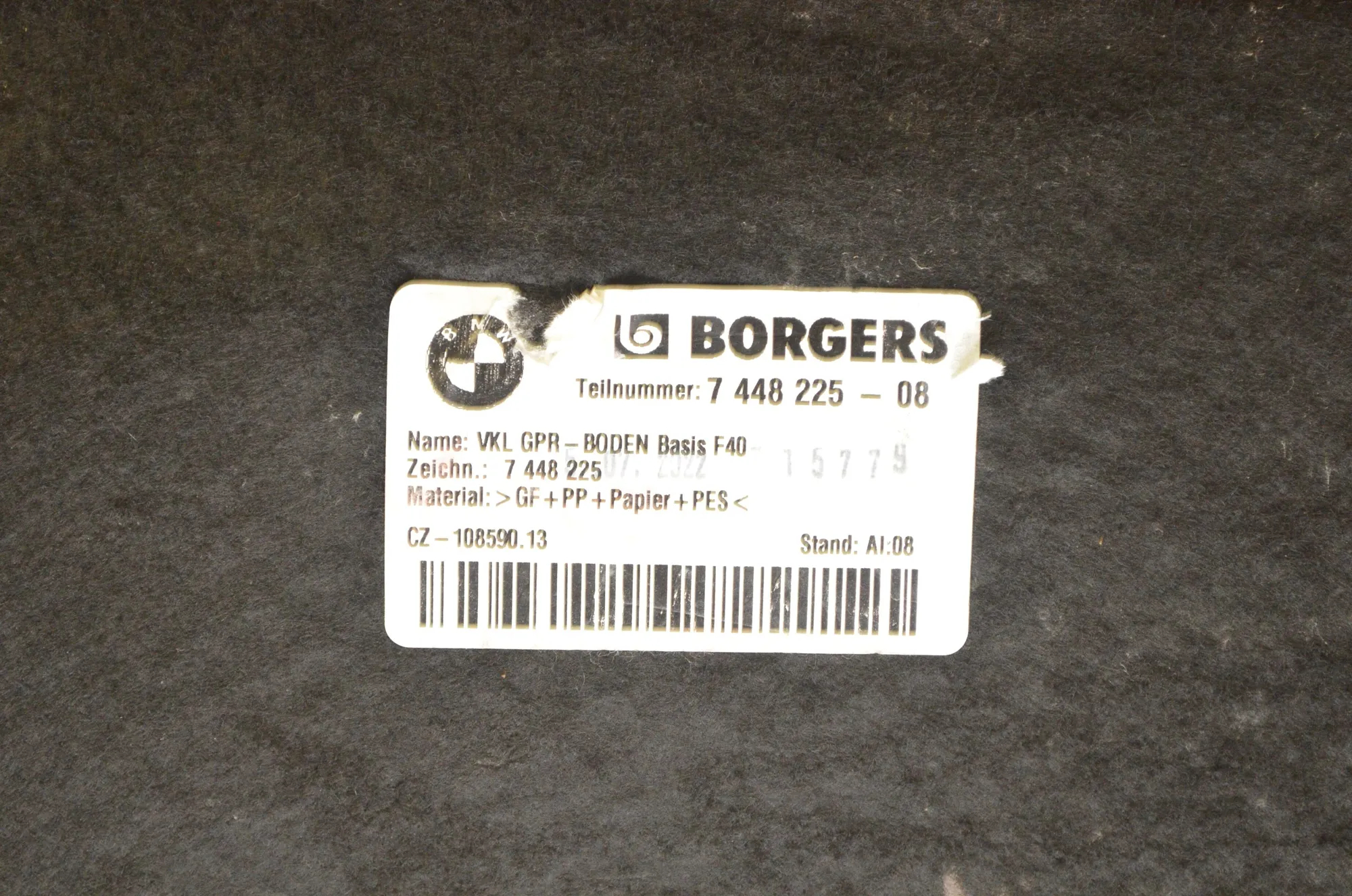 Trunk Boot Carpet – OEM 7448225 · BMW 1 (F40) (2019 - -) (F40)118d 2022 – 5