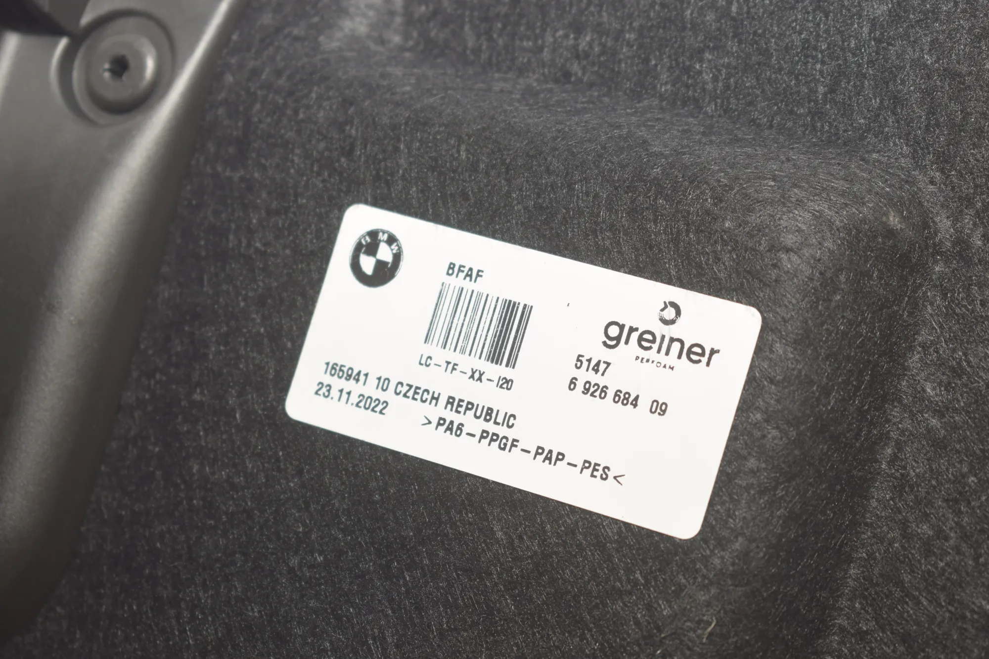 Trunk Boot Carpet – OEM 6926684 · BMW iX (I20) (2021 - -) xDrive 40 2021 – 4