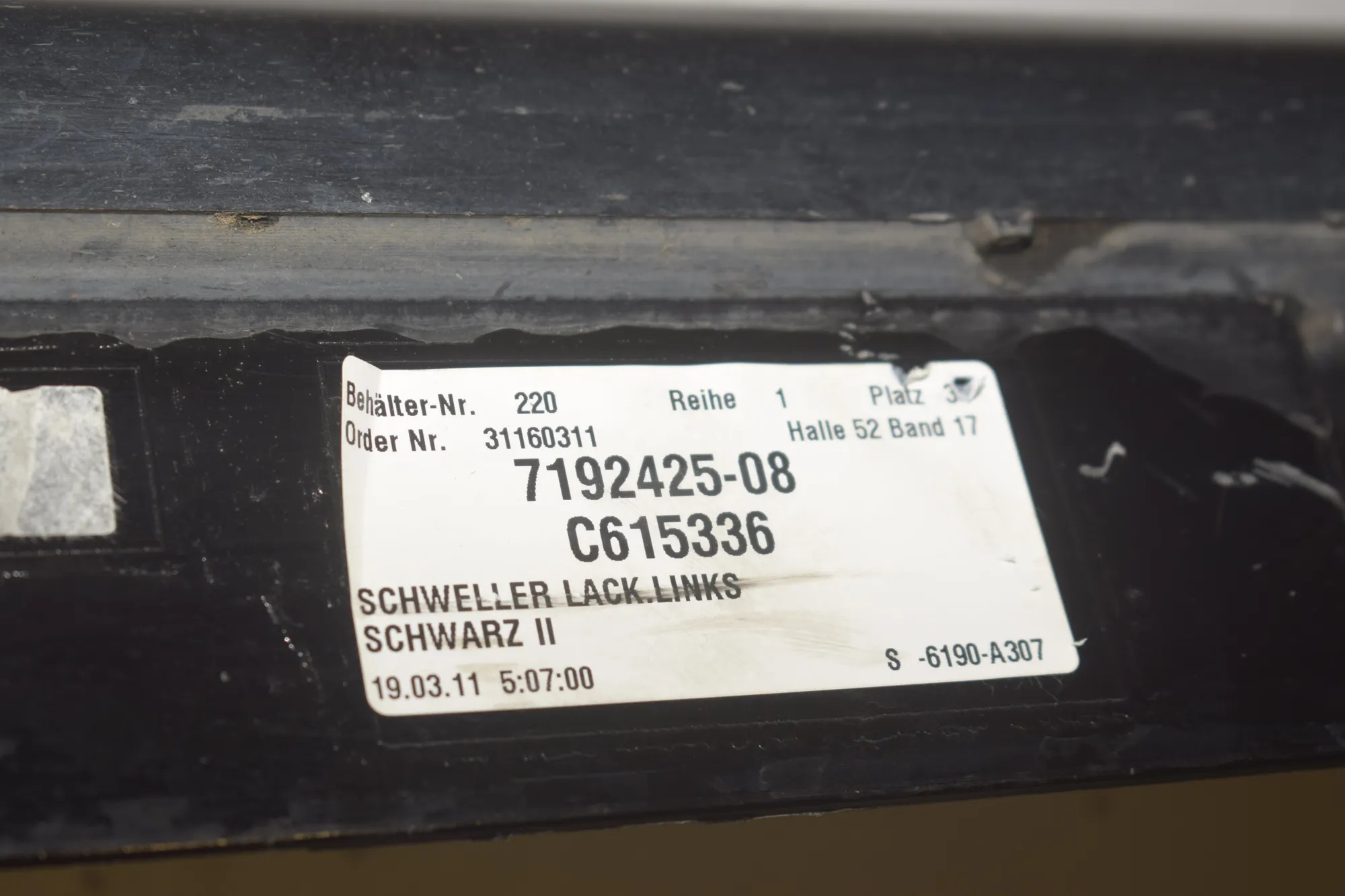 Left Side Plastic Sideskirt Cover – OEM 7192425 · BMW 7 (F01, F02) 730 d 2011 – 5