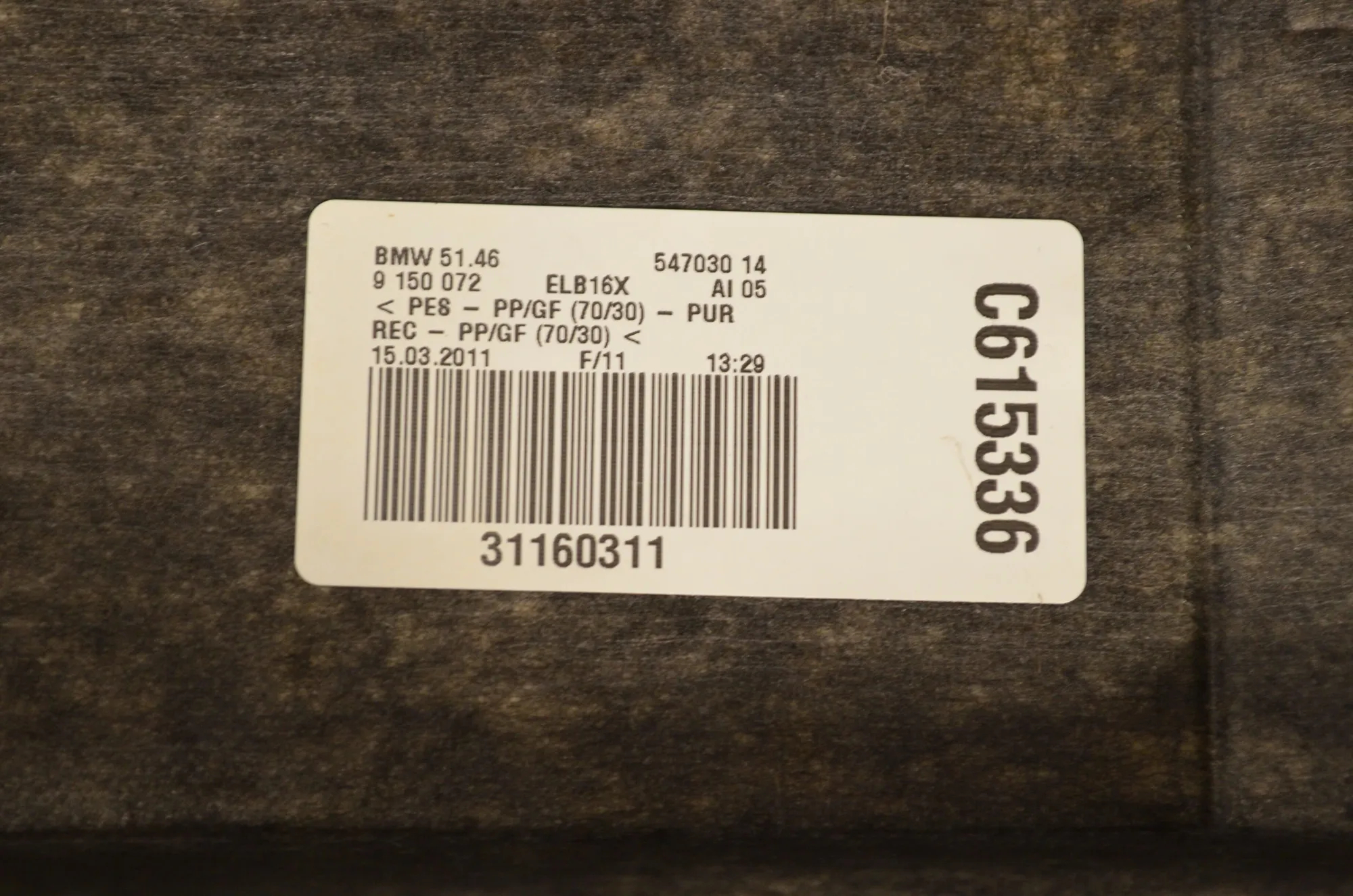 Rear Parcel Shelf – OEM 9150072 · BMW 7 (F01, F02) 730 d 2011 – 4