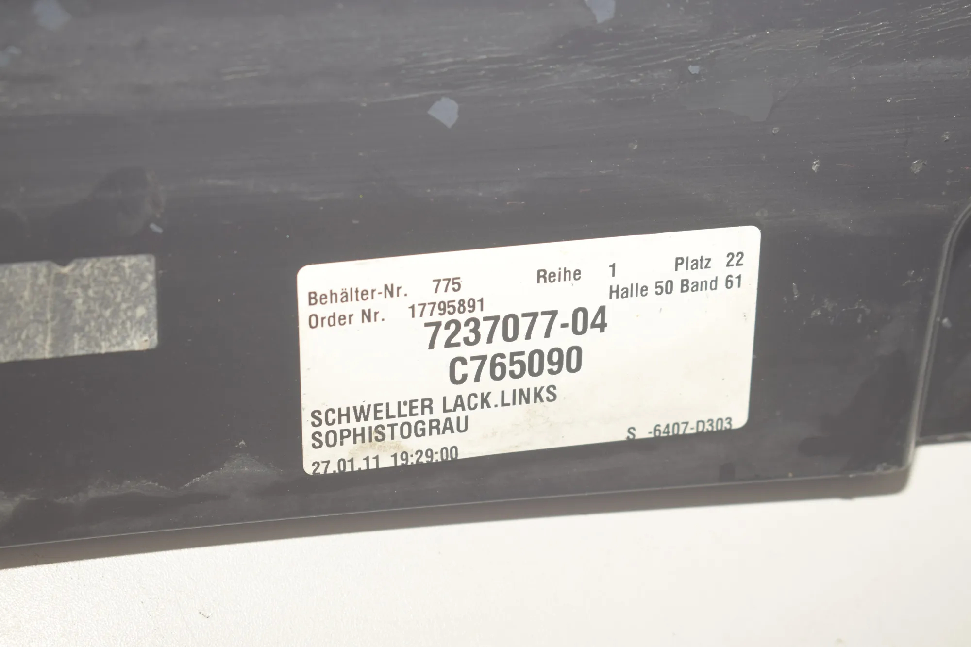 Left Side Plastic Sideskirt Cover – OEM 7237077 · BMW 5 Touring (F11) 530 d 2011 – 5