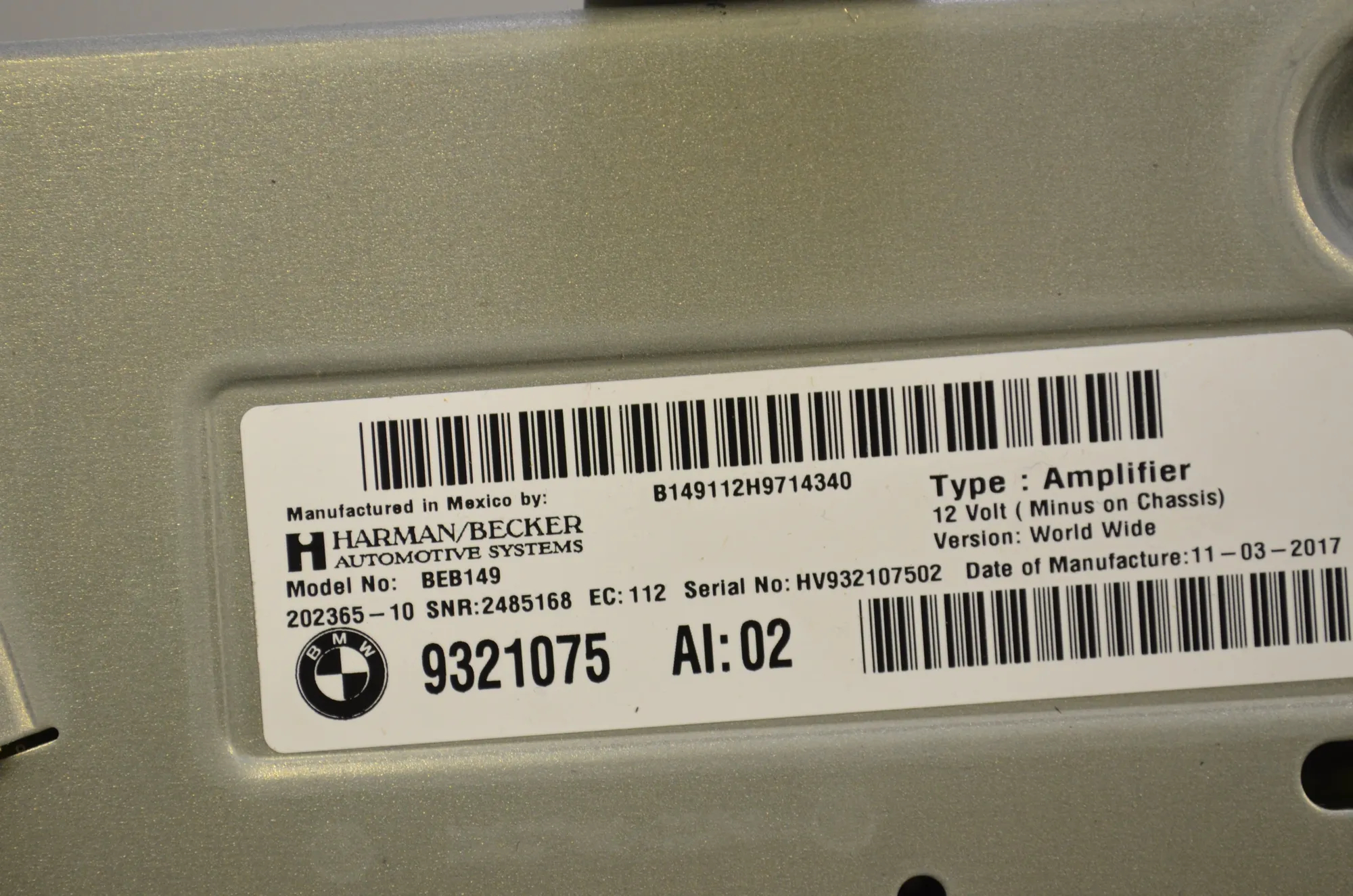 Sound Audio System Set – OEM 9220750 · BMW X5 (F15, F85) M 50 d 2017 – 12