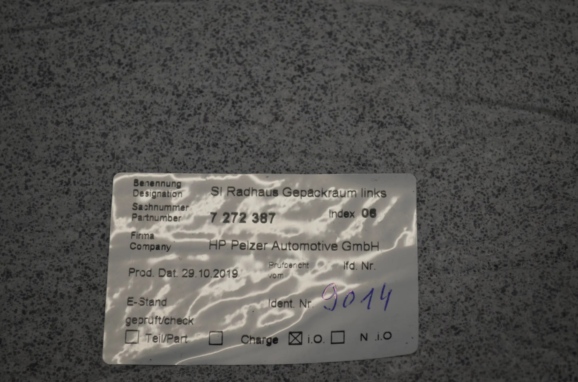Sound Insulation – OEM 7272387 · BMW i3 (I01) Electric 2019 – 8