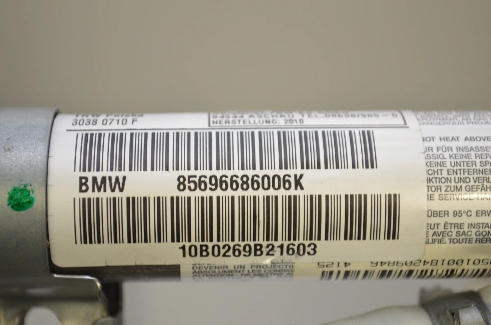 Right Side Roof Safety Curtain SRS – OEM 6966860 · BMW 3 Touring (E91) 330 d 2010 – 4