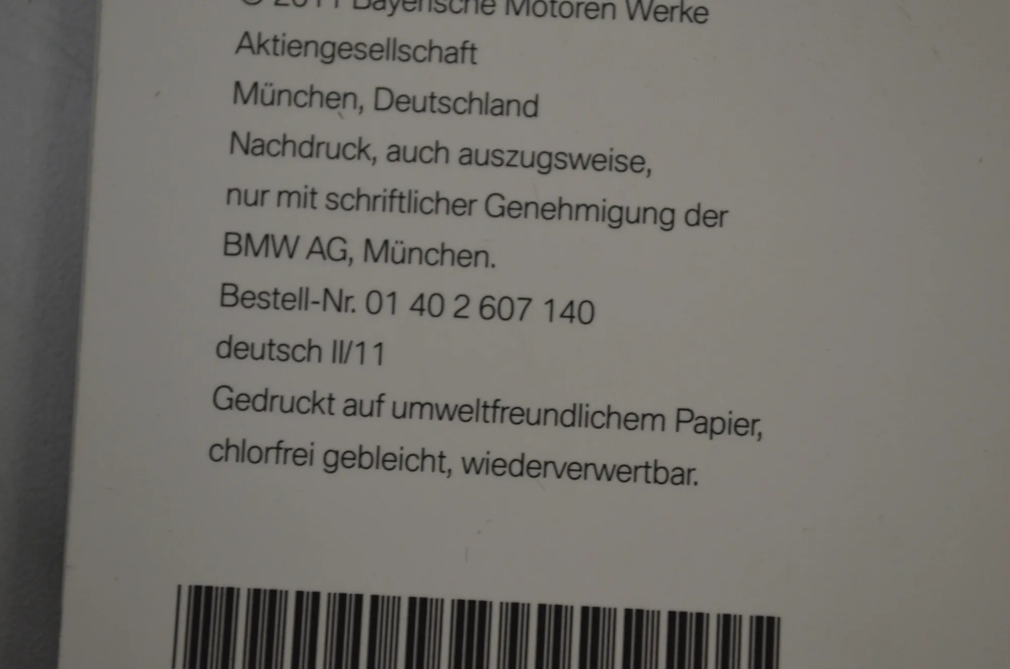 Manual Service Book – OEM 01402606523 · BMW 5 Touring (F11) 525 d 2011 – 5