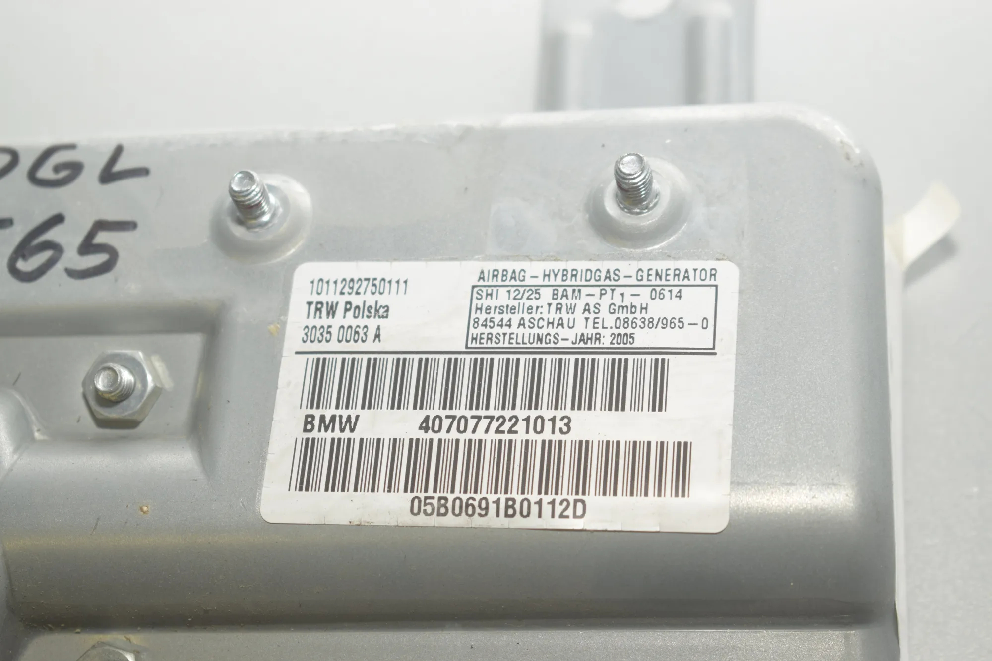 Rear Left Door Safety Bag SRS – OEM 7077221 · BMW 7 (E65, E66, E67) BMW 7 (E65, E66, E67) 730 d 2008 – 5