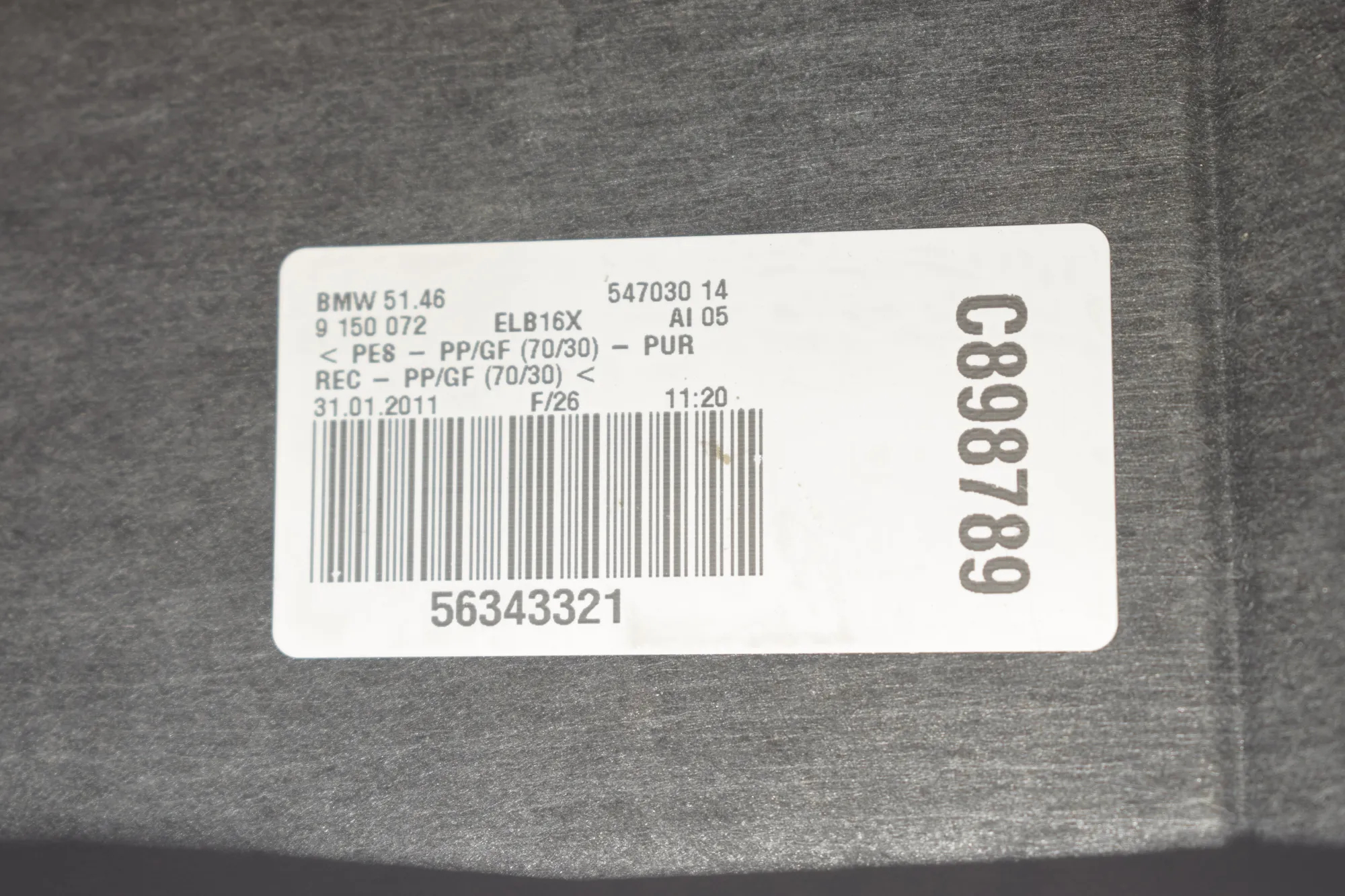 Rear Parcel Shelf – OEM 9150072 · BMW 7 (F01, F02) 740 d xDrive 2011 – 4