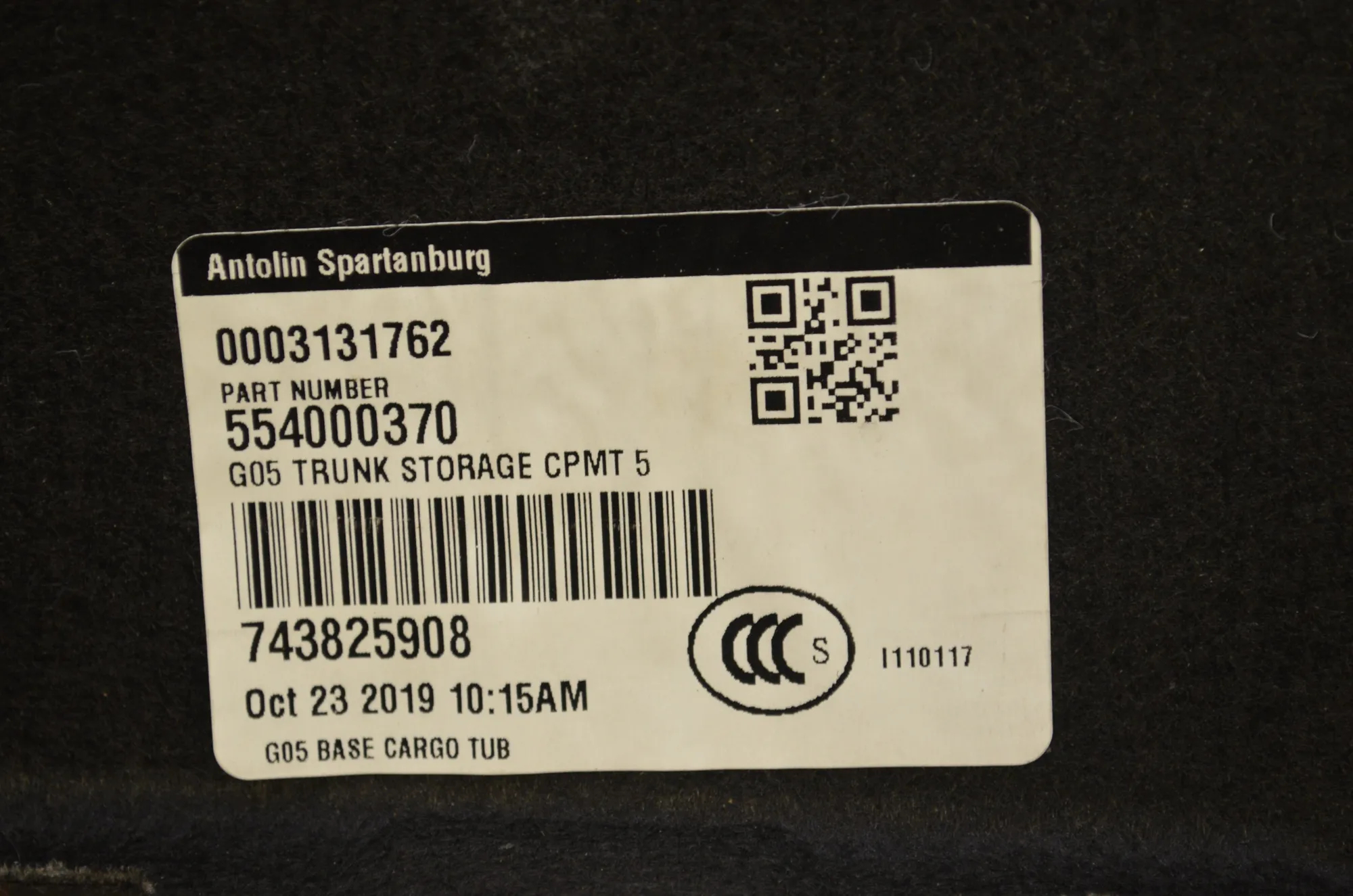 Trunk Boot Carpet – OEM 7438259 · BMW X5 (G05) (2018 - -) xDrive M 50 d 2019 – 5