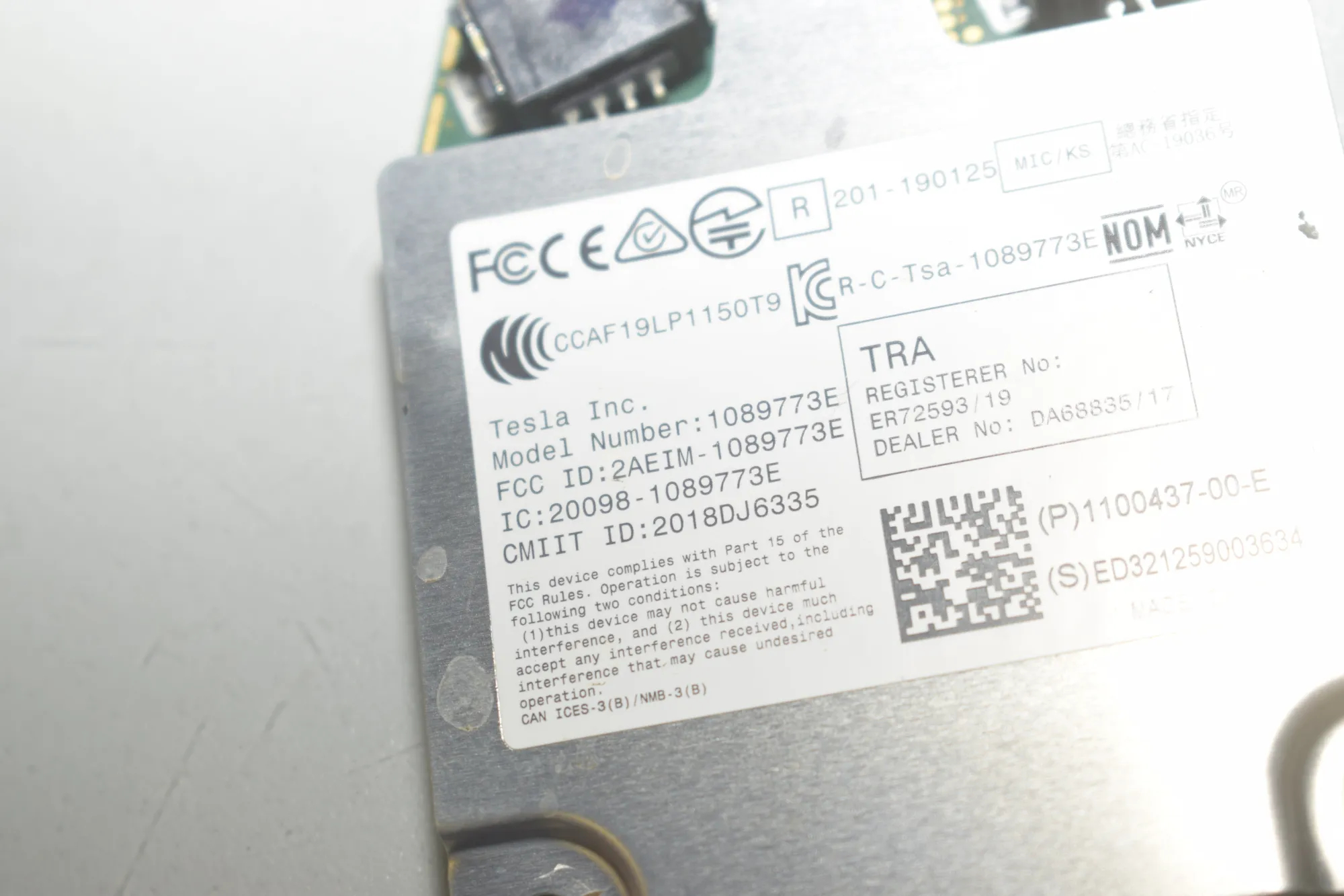 Other Control Units – OEM 1089773E · TESLA MODEL 3 (2018 - -) EV 2021 – 5