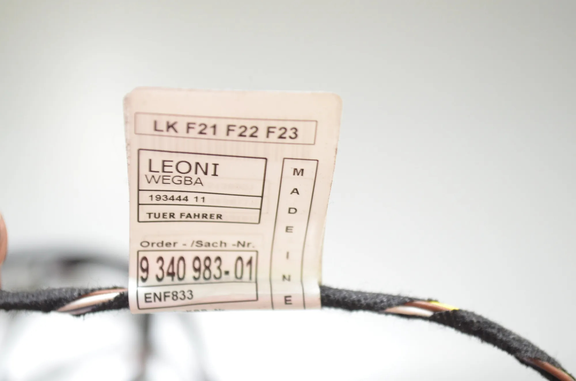 Front Left Door Wiring – OEM 9340983 · BMW 2 Cabrio (F23) 220 d 2015 – 4