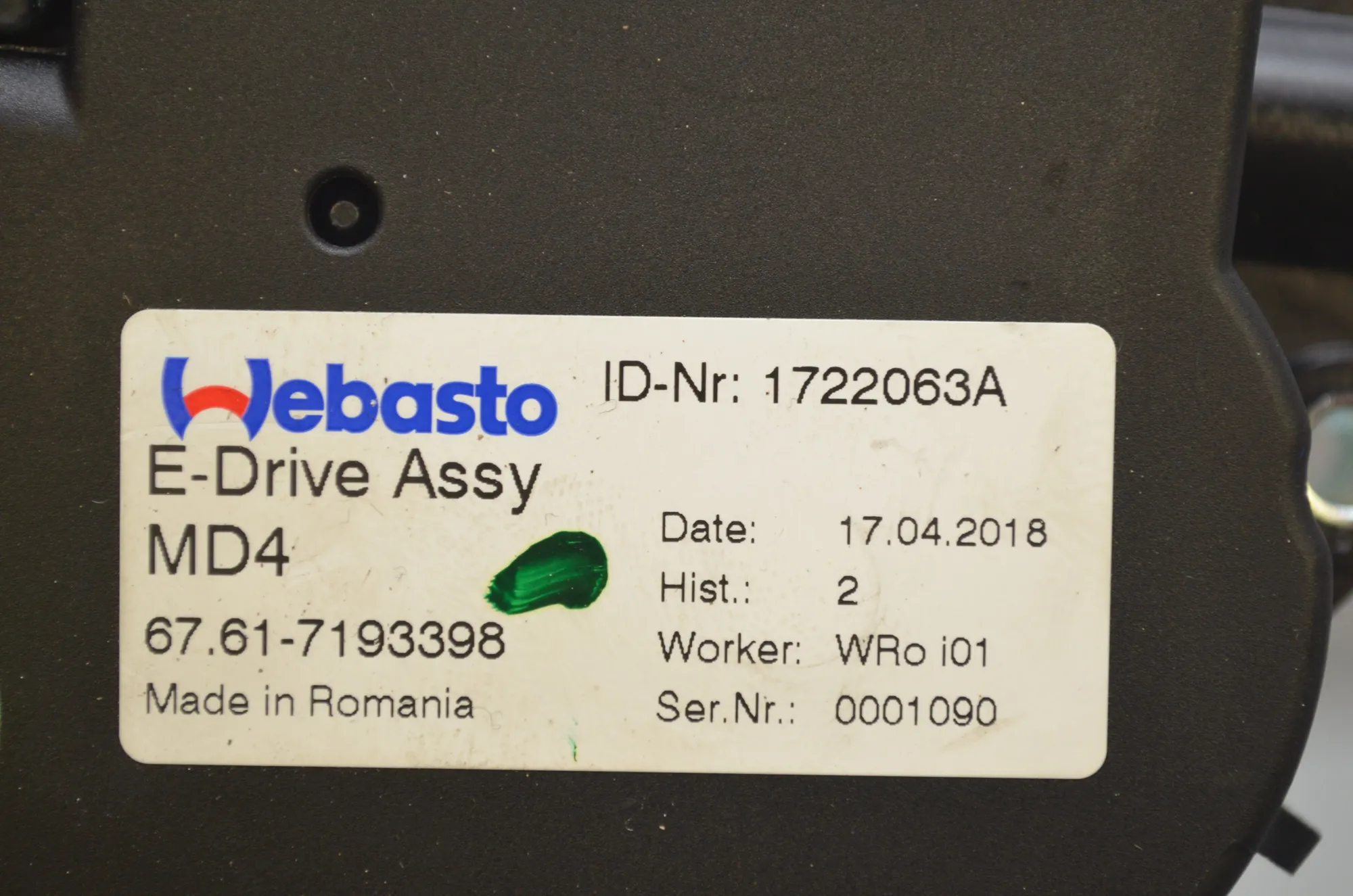 Sunroof Motor – OEM 7193398 · BMW i3 (I01) Hybrid 2018 – 5