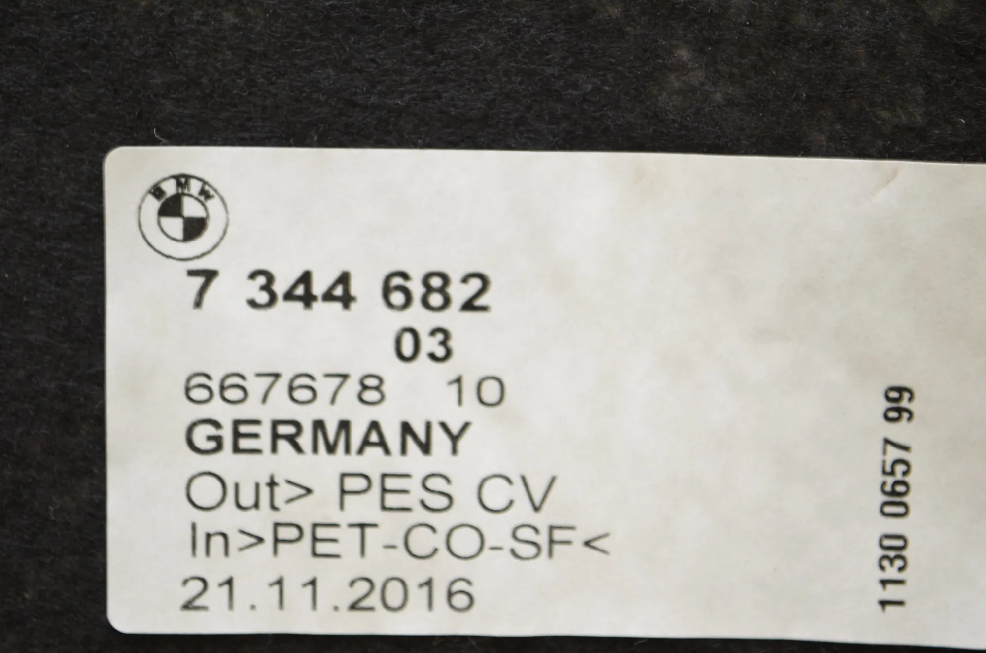 Sound Insulation – OEM 7344681 · BMW 7 (G11, G12) 730 d, Ld 2016 – 4