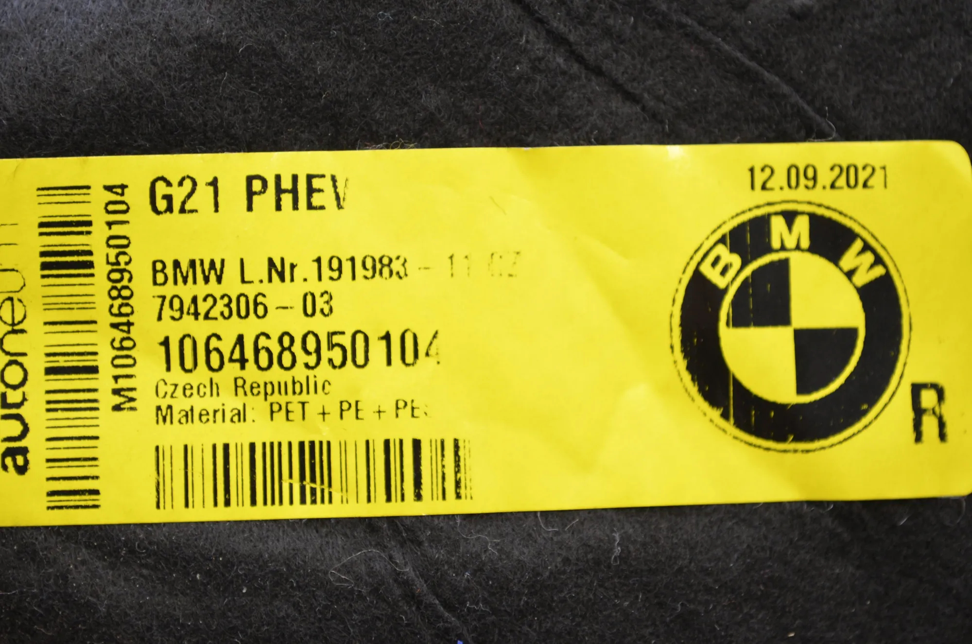 Sound Insulation – OEM 7942306 · BMW 3 Touring (G21) (2019 - -) 330 e Plug-in-Hybrid 2021 – 6