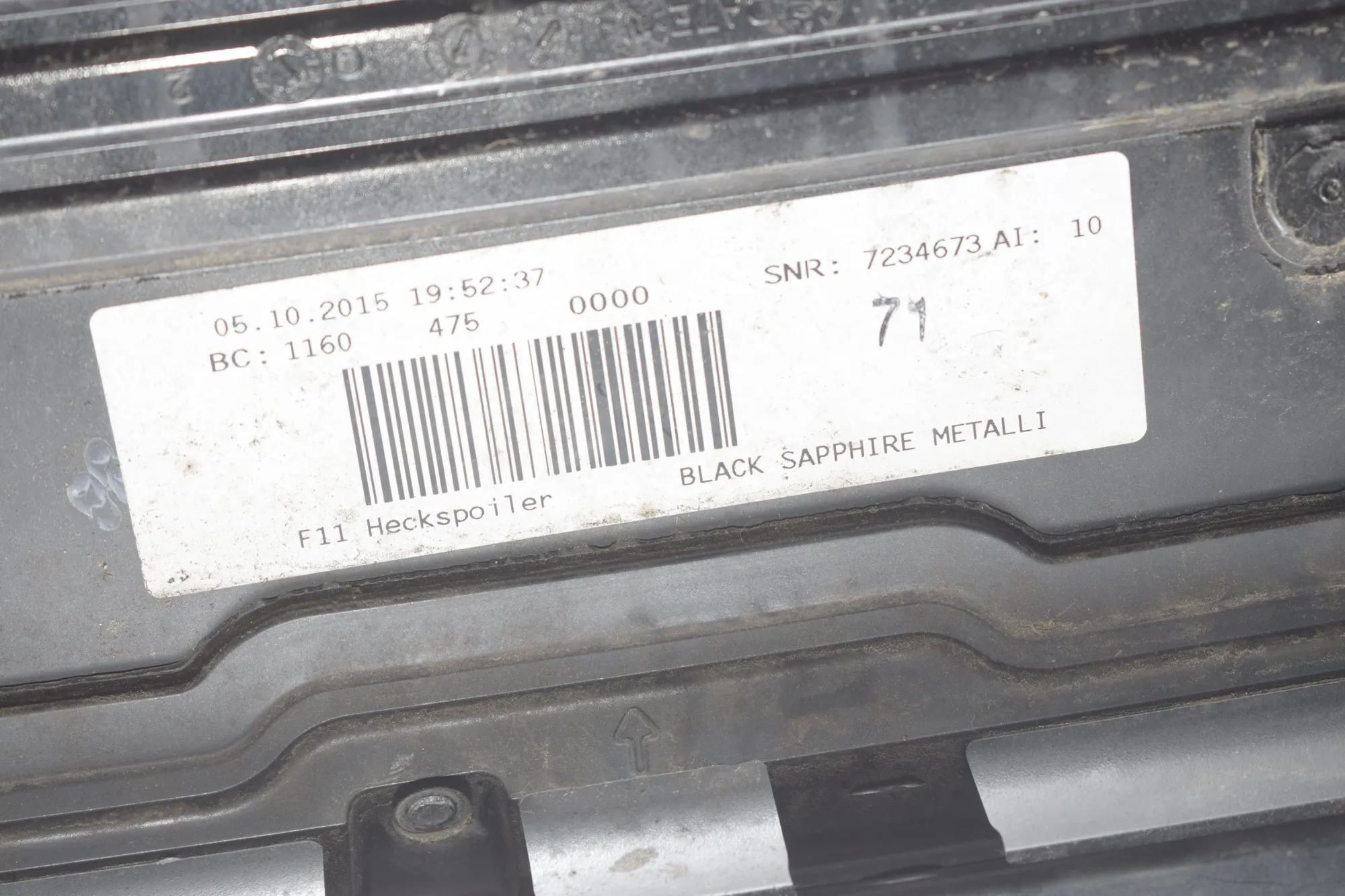 Tailgate Bootlid Spoiler – OEM 7234673 · BMW 5 Touring (F11) 530 d 2015 – 6