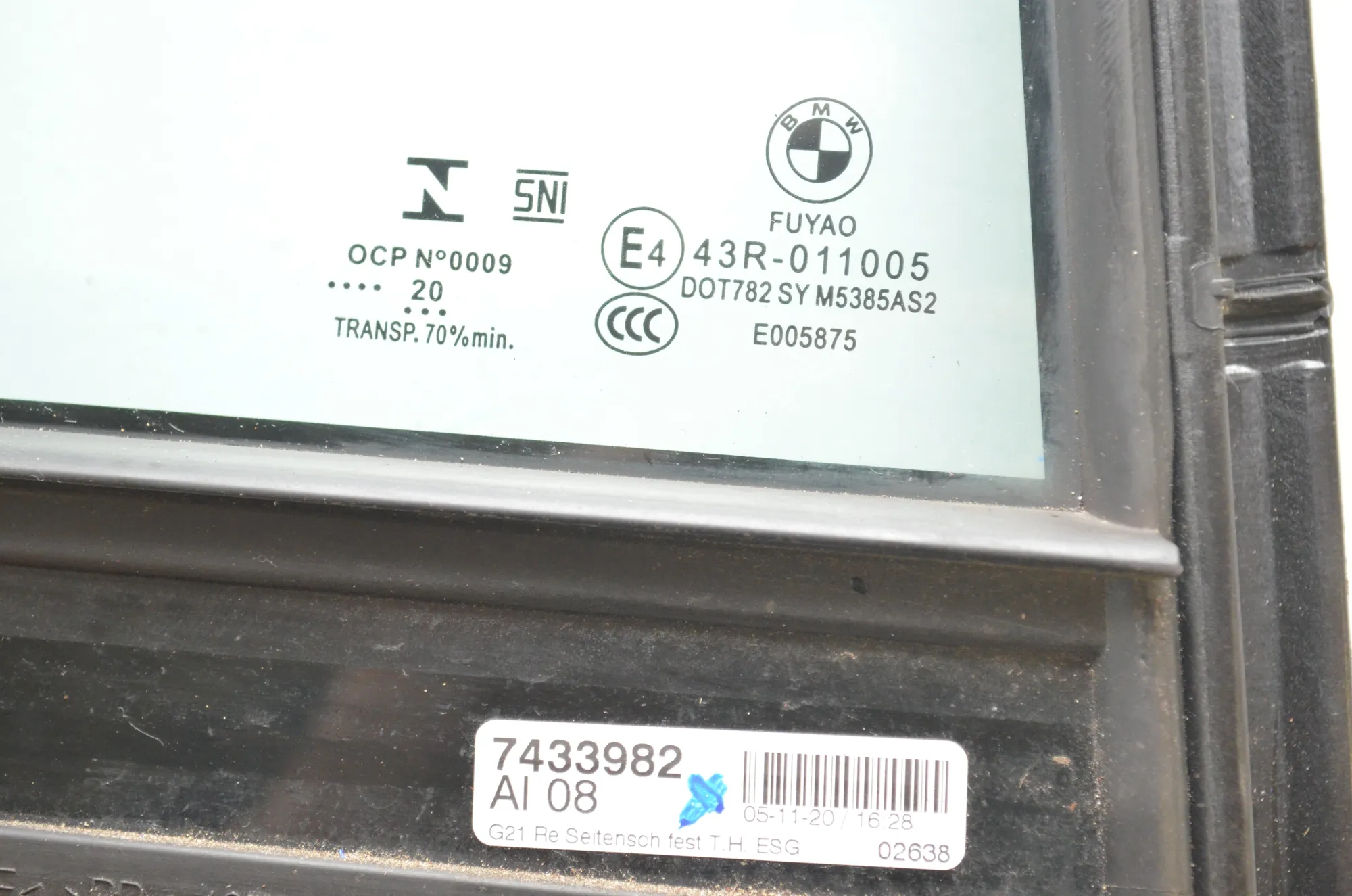 Right rear door window – OEM 7433982 · BMW 3 Touring (G21) (2019 - -) 318 d 2020 – 4