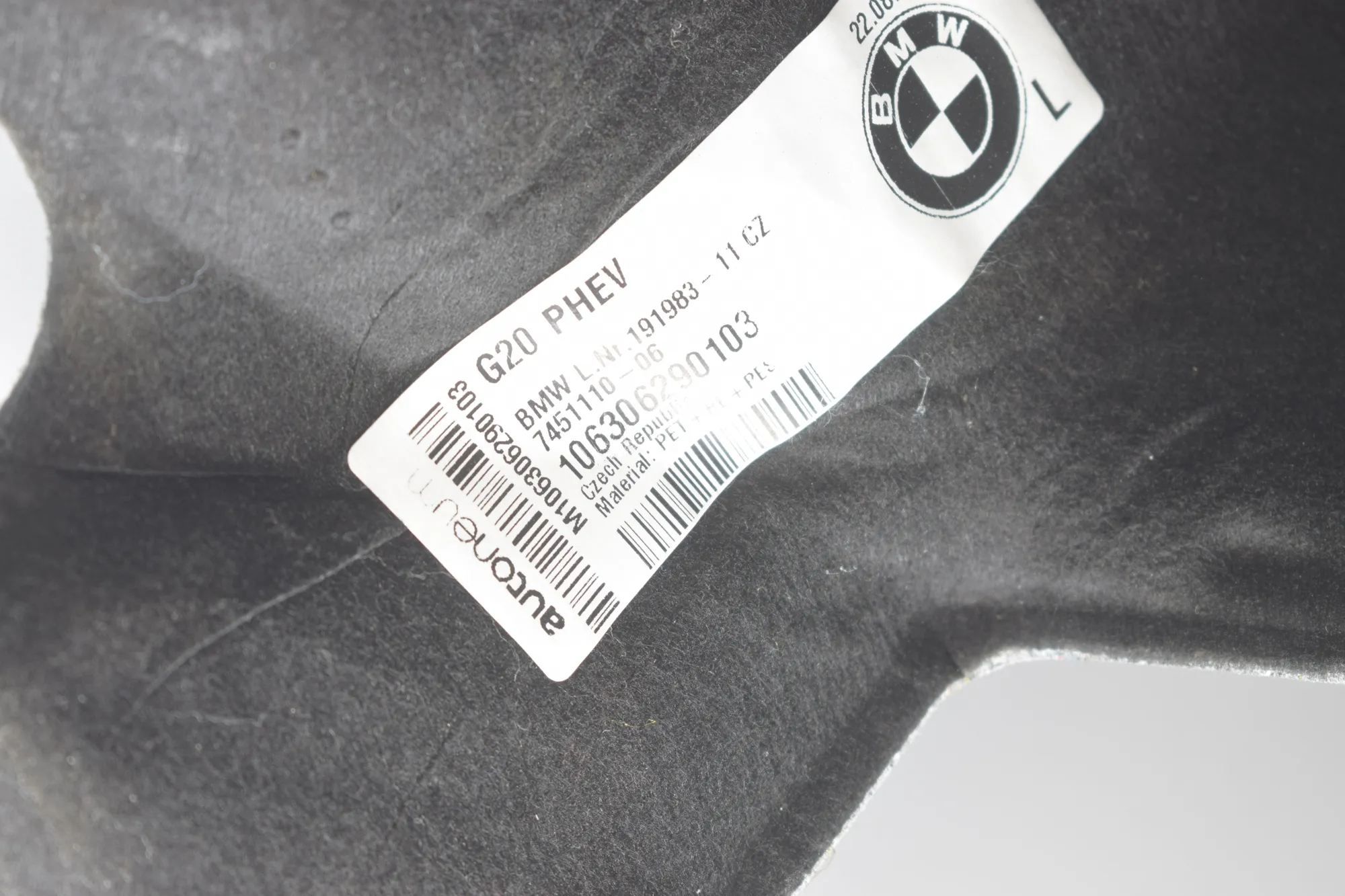Sound Insulation – OEM 7451110 · BMW 3 (G20, G28) (2018 - -) 330 e Plug-in-Hybrid 2021 – 5