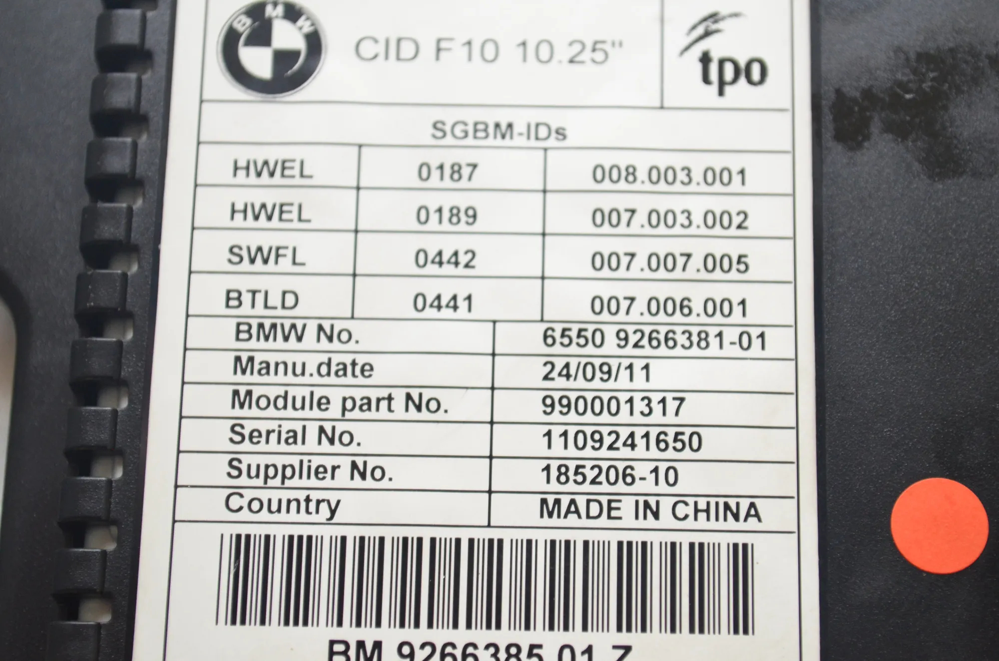 Navigation System – OEM 9253944 · BMW 5 Touring (F11) 535 d xDrive 2011 – 9