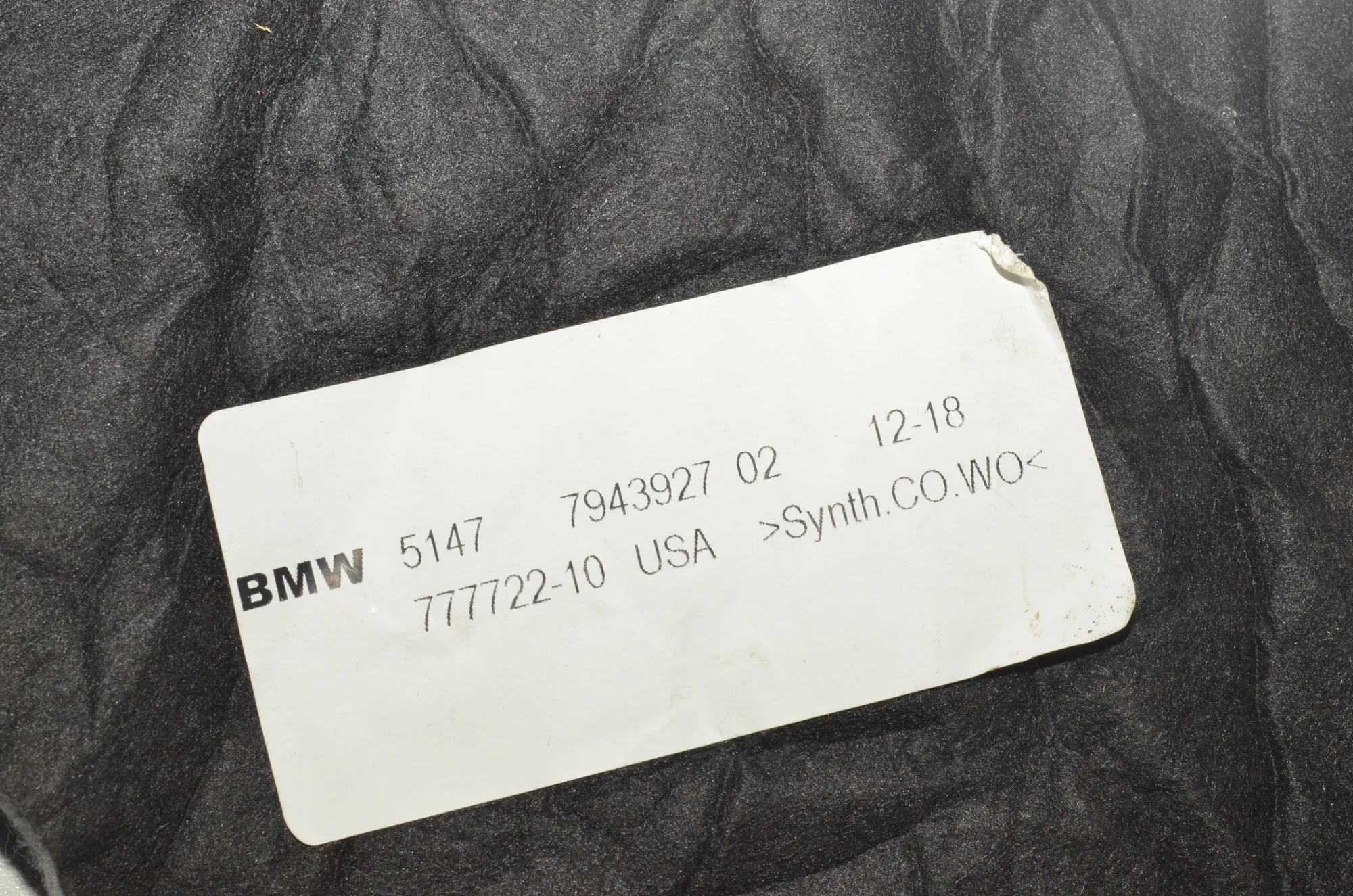 Sound Insulation – OEM 7943927 · BMW X7 (G07) (2019 - -) xDrive 30 d 2019 – 8