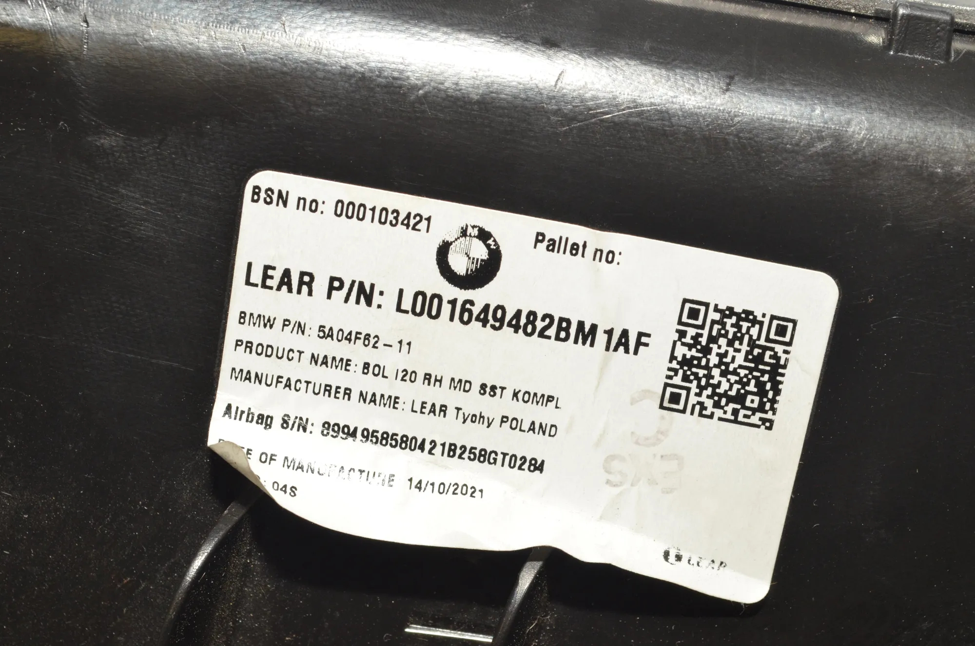 Seat Safety Bag SRS – OEM 5A04F62 · BMW iX (I20) BMW iX (I20) xDrive50 2022 – 9