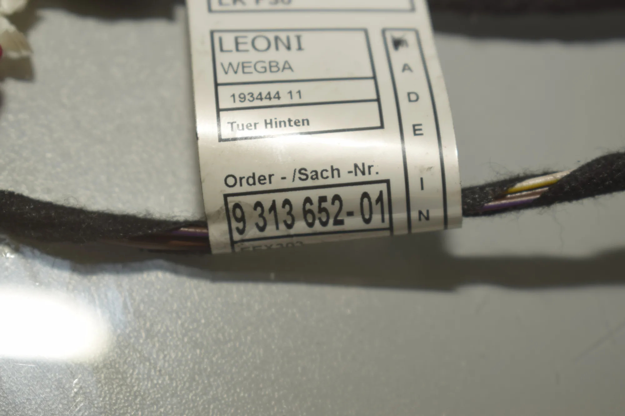 Rear Right Door Wiring – OEM 9313652 · BMW 3 (F30, F80) 320 i Efficient Dynamics 2014 – 4