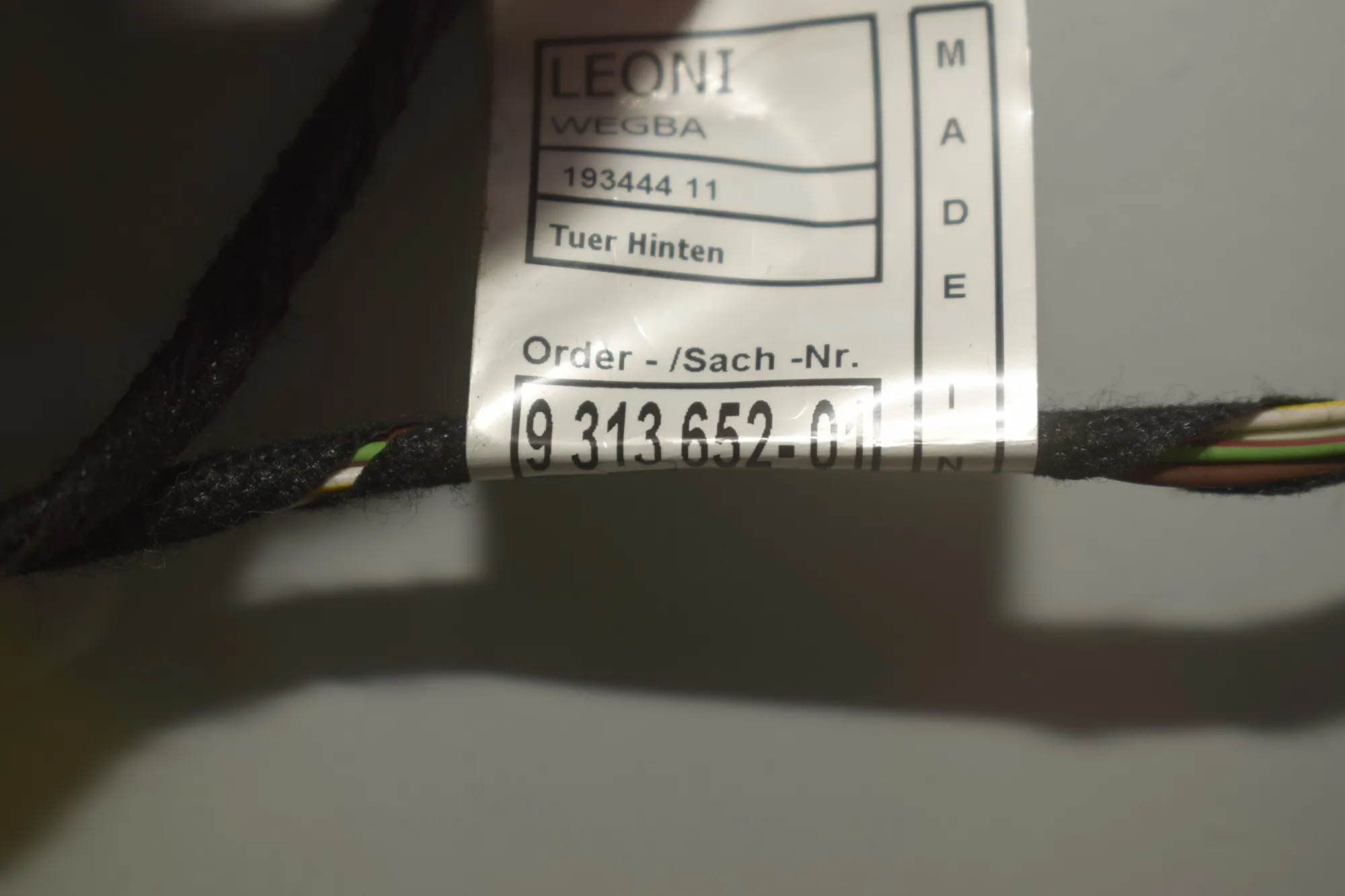 Rear Left Door Wiring – OEM 9313652 · BMW 3 (F30, F80) 320 i Efficient Dynamics 2014 – 4