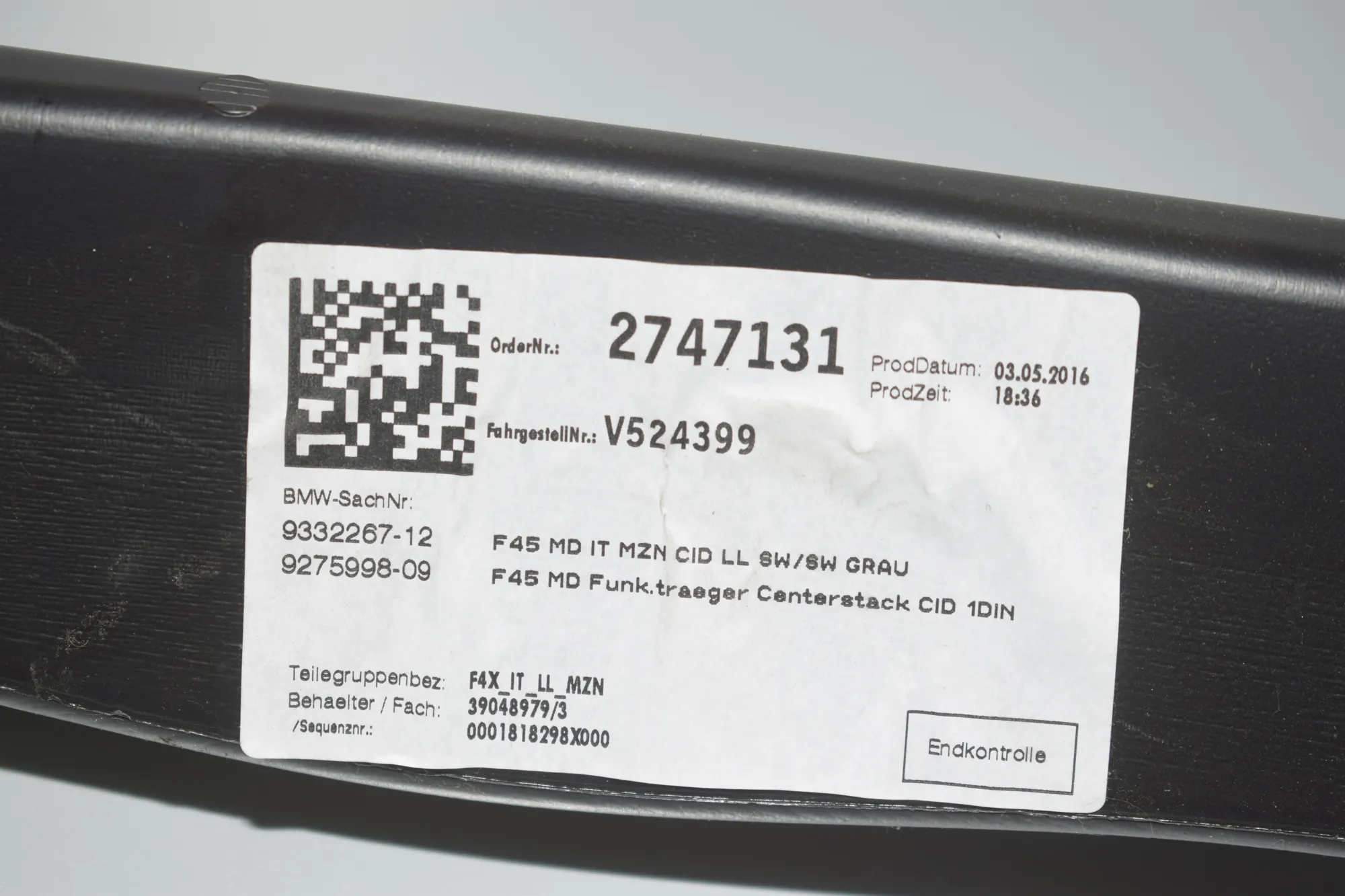 Interior Air Duct Channel – OEM 9290791 · BMW 2 Active Tourer (F45) 218 d 2016 – 6