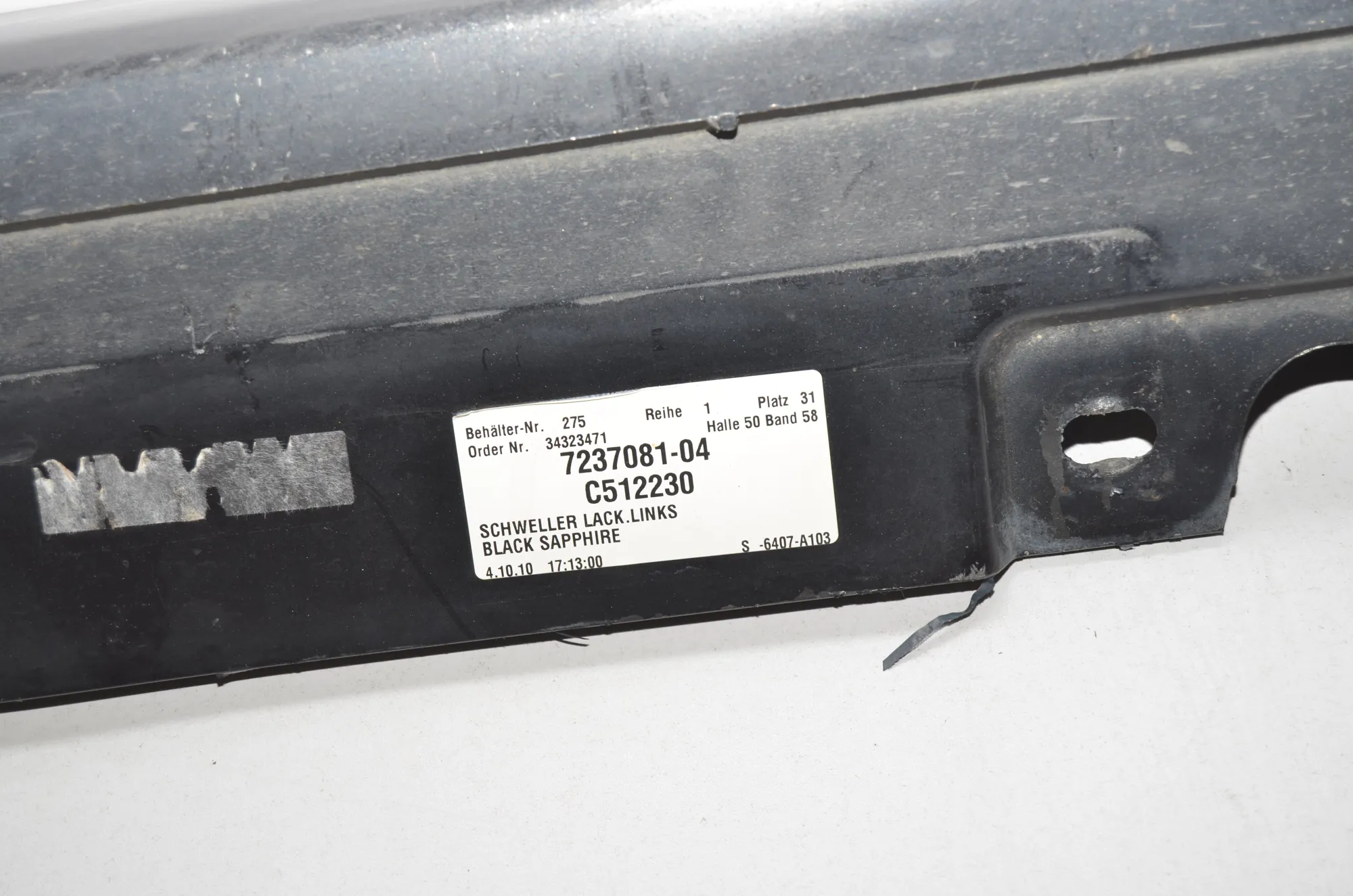 Left Side Plastic Sideskirt Cover – OEM 7237081 · BMW 5 (F10) 530 d 2010 – 7