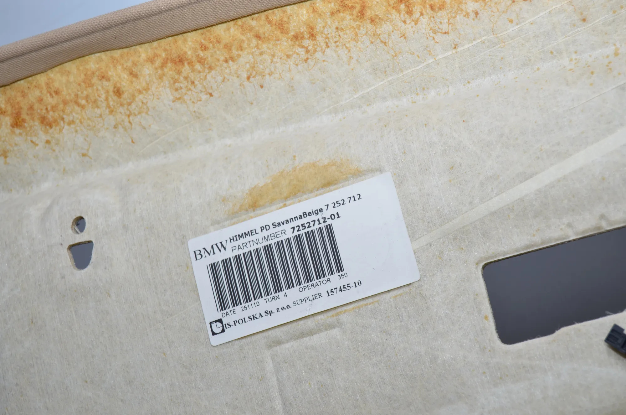 Roof Headliner – OEM 7252712 · BMW 3 Touring (E91) 330 d 2011 – 5