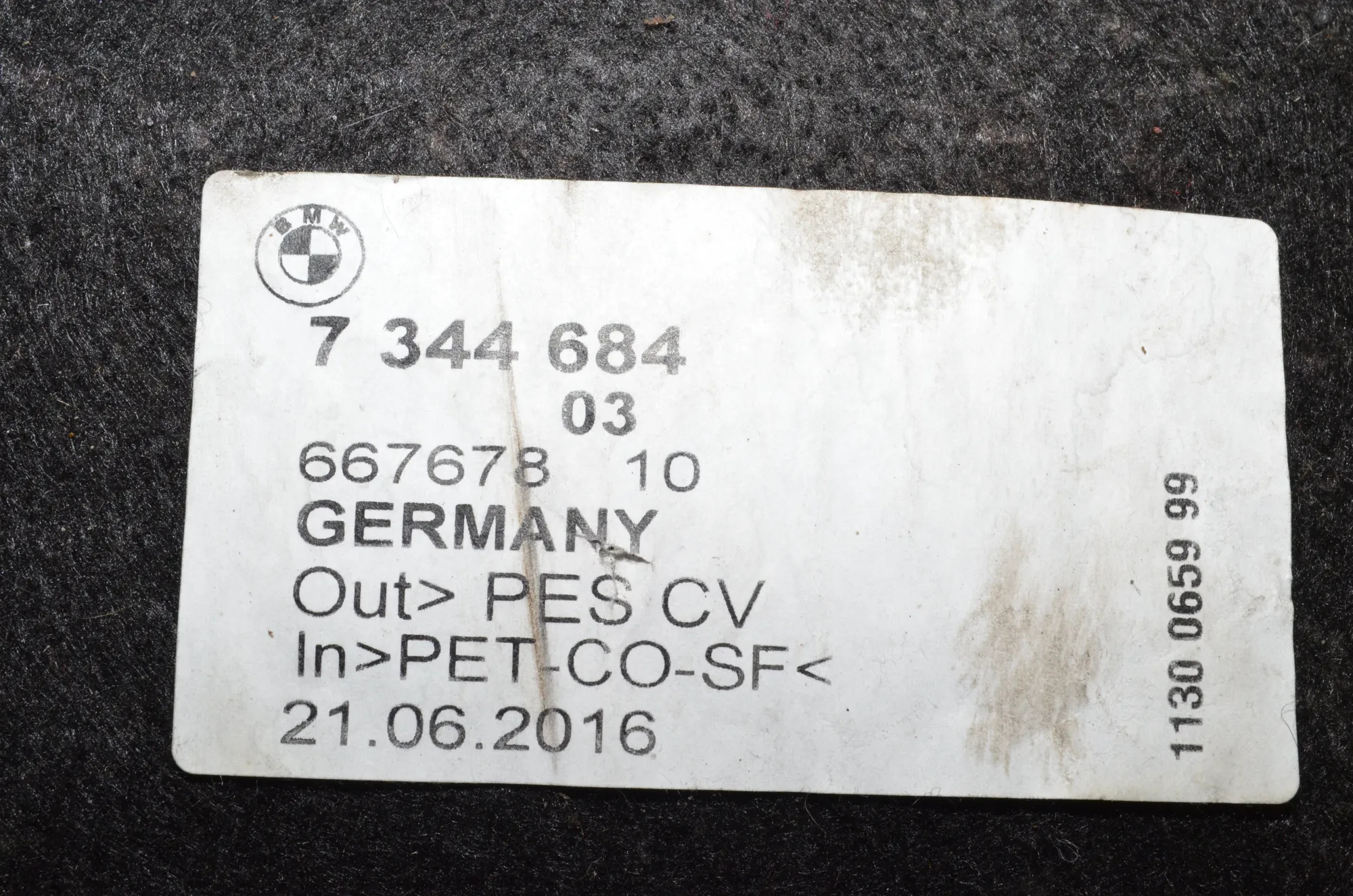 Sound Insulation – OEM 51487344683 · BMW 7 (G11, G12) 740 d, Ld xDrive 2016 – 6