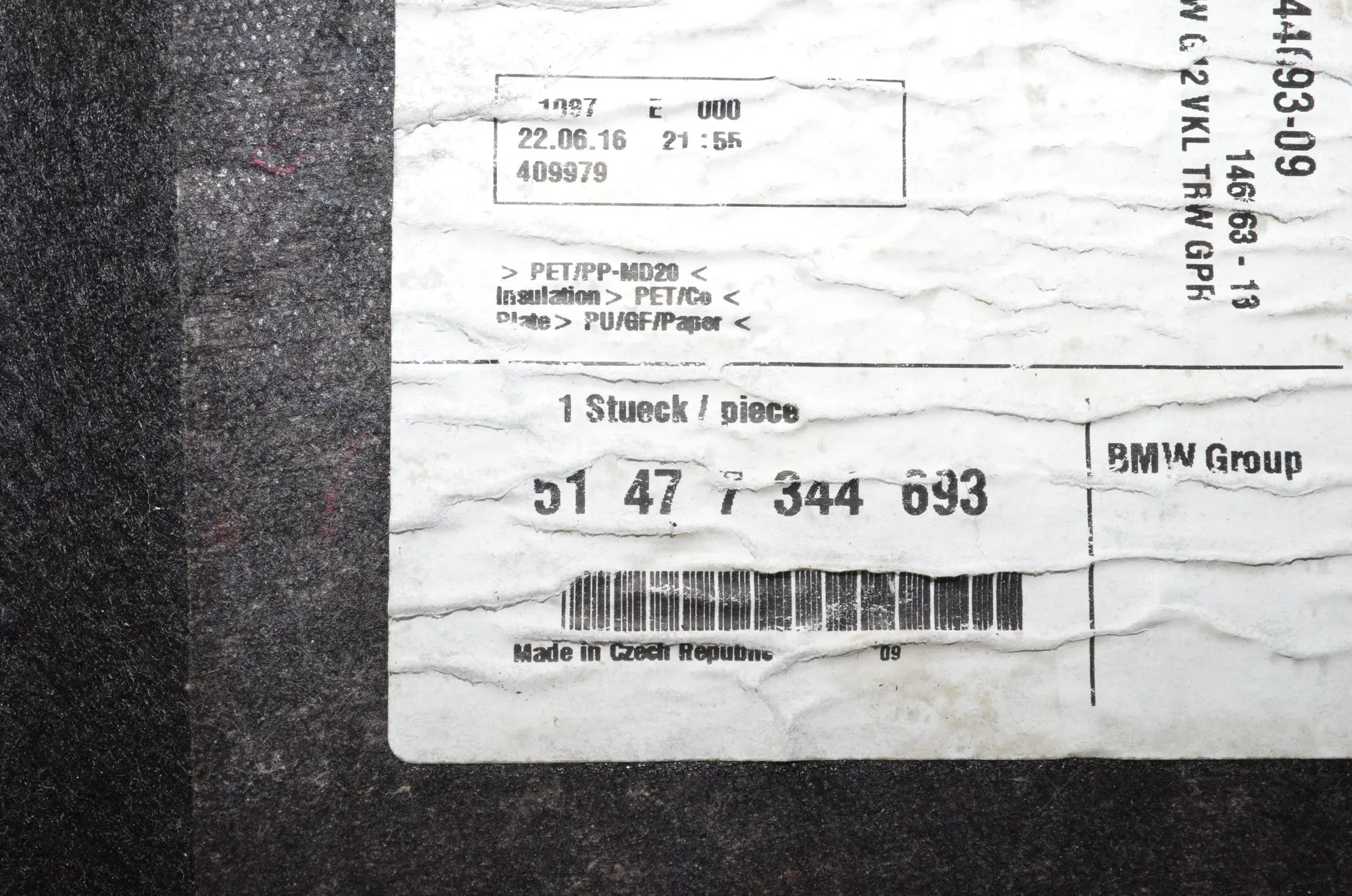 Trunk Trim Kit – OEM 51477344675 · BMW 7 (G11, G12) 740 d, Ld xDrive 2016 – 11