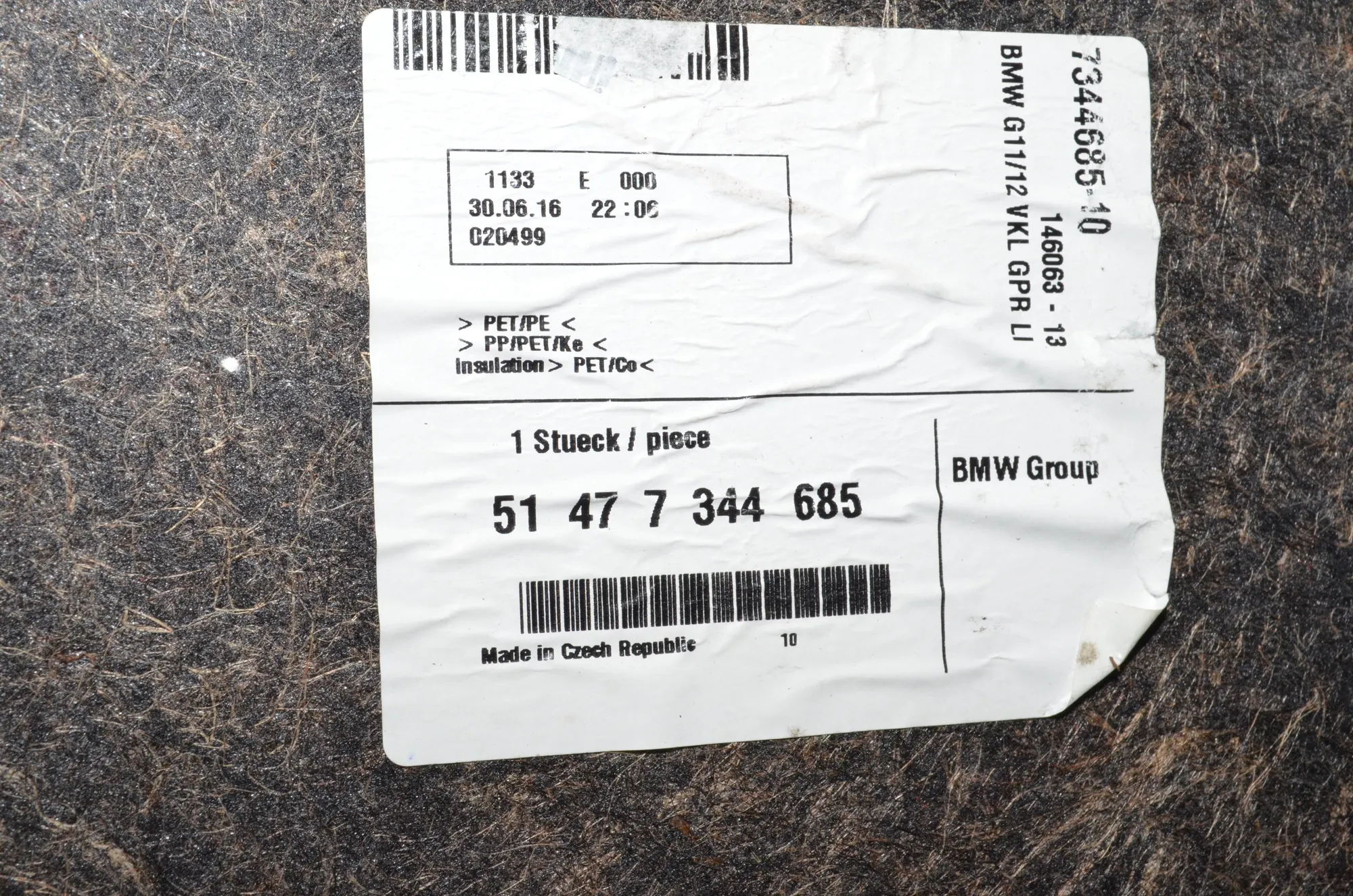 Trunk Trim Kit – OEM 51477344675 · BMW 7 (G11, G12) 740 d, Ld xDrive 2016 – 9