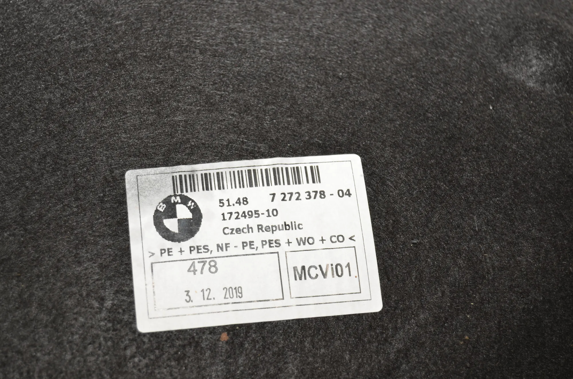 Sound Insulation – OEM 7272378 · BMW i3 (I01) BMW i3 (I01) Electric 2019 – 4
