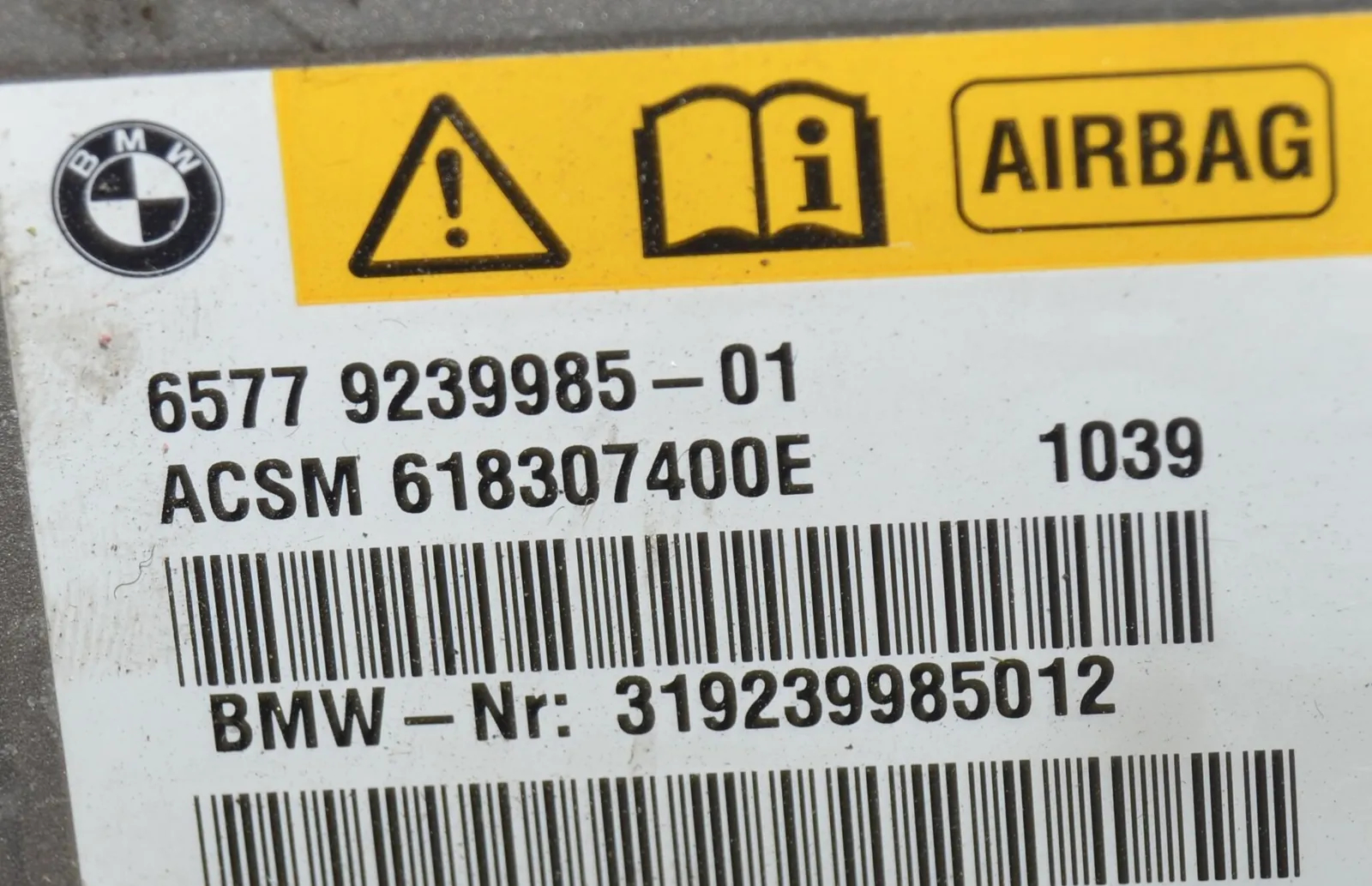 SRS Control Unit – OEM 9239985 · BMW 5 (F10) 530 d 2010 – 5