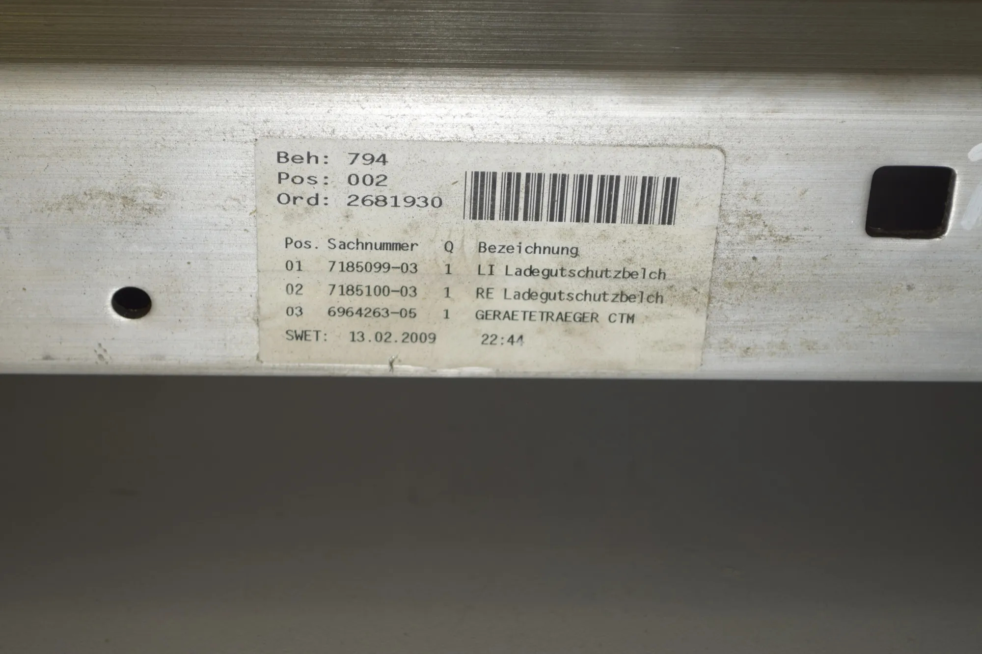 Vehicle Frame – OEM 7140906 · BMW 3 Cabrio (E93) 320 d 2009 – 5