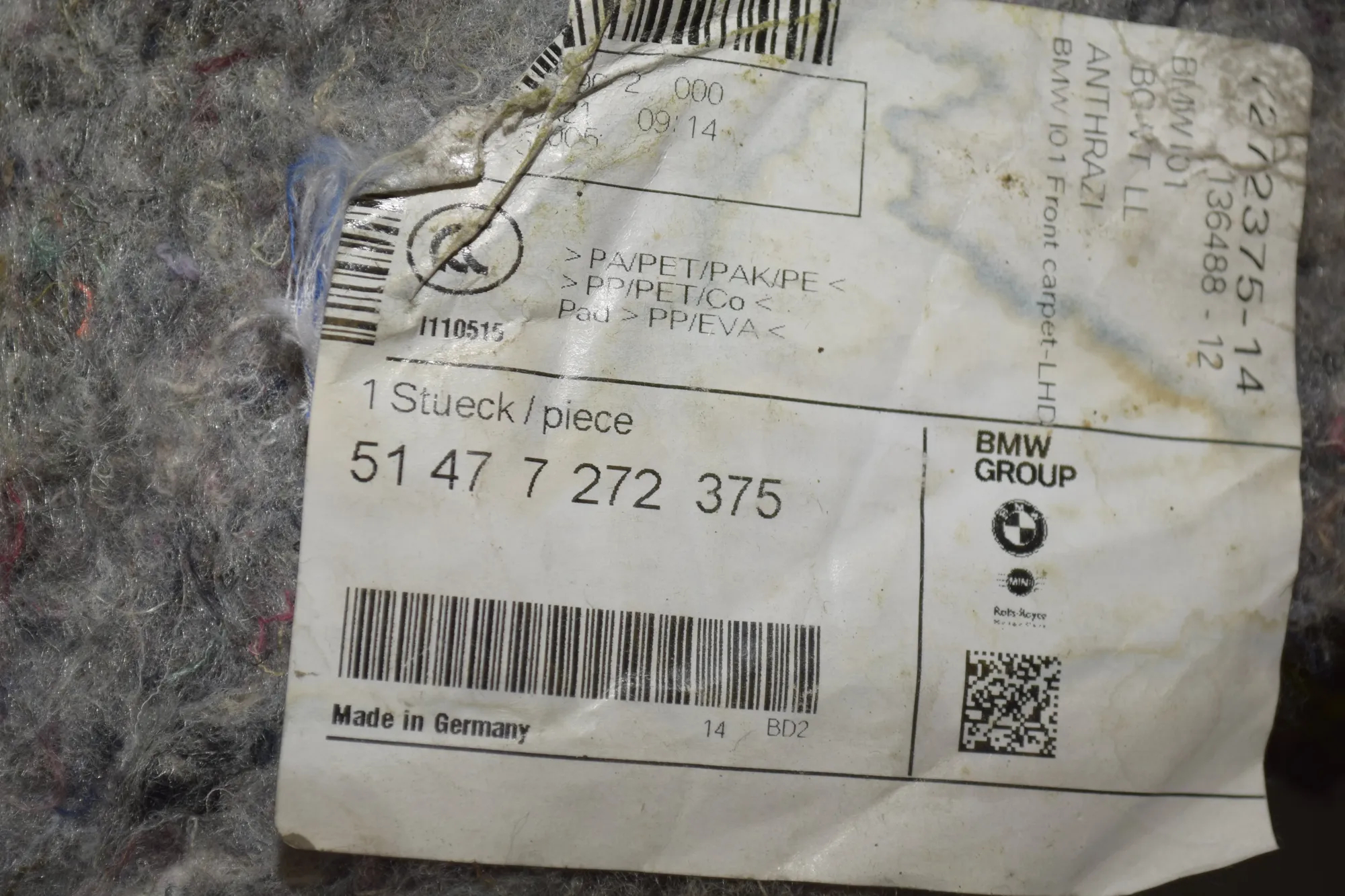 Interior Mat – OEM 7272375 · BMW i3 (I01) s Electric 2021 – 6