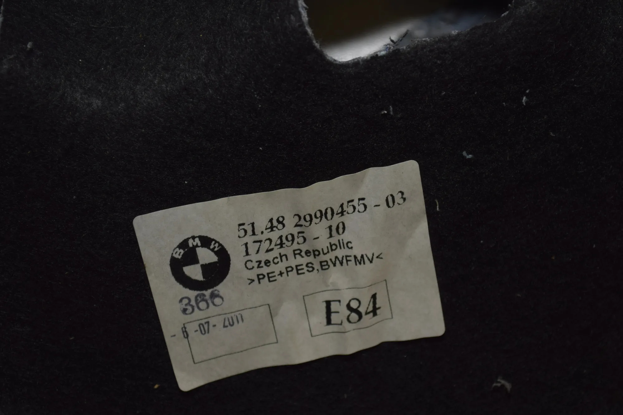 Sound Insulation – OEM 2990464 · BMW X1 (E84) xDrive 28 i 2011 – 12