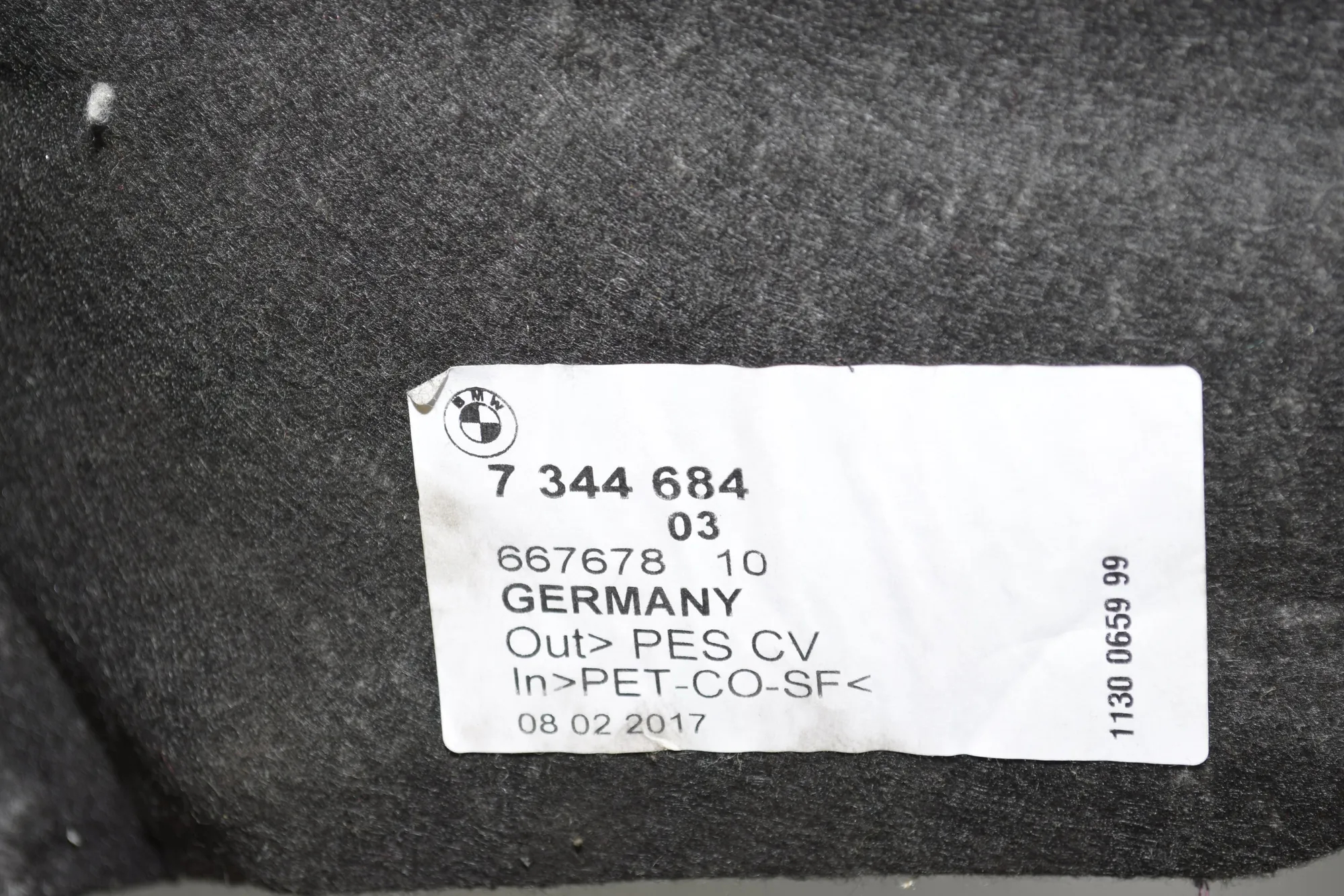 Sound Insulation – OEM 7344684 · BMW 7 (G11, G12) 730 d, Ld xDrive 2017 – 6