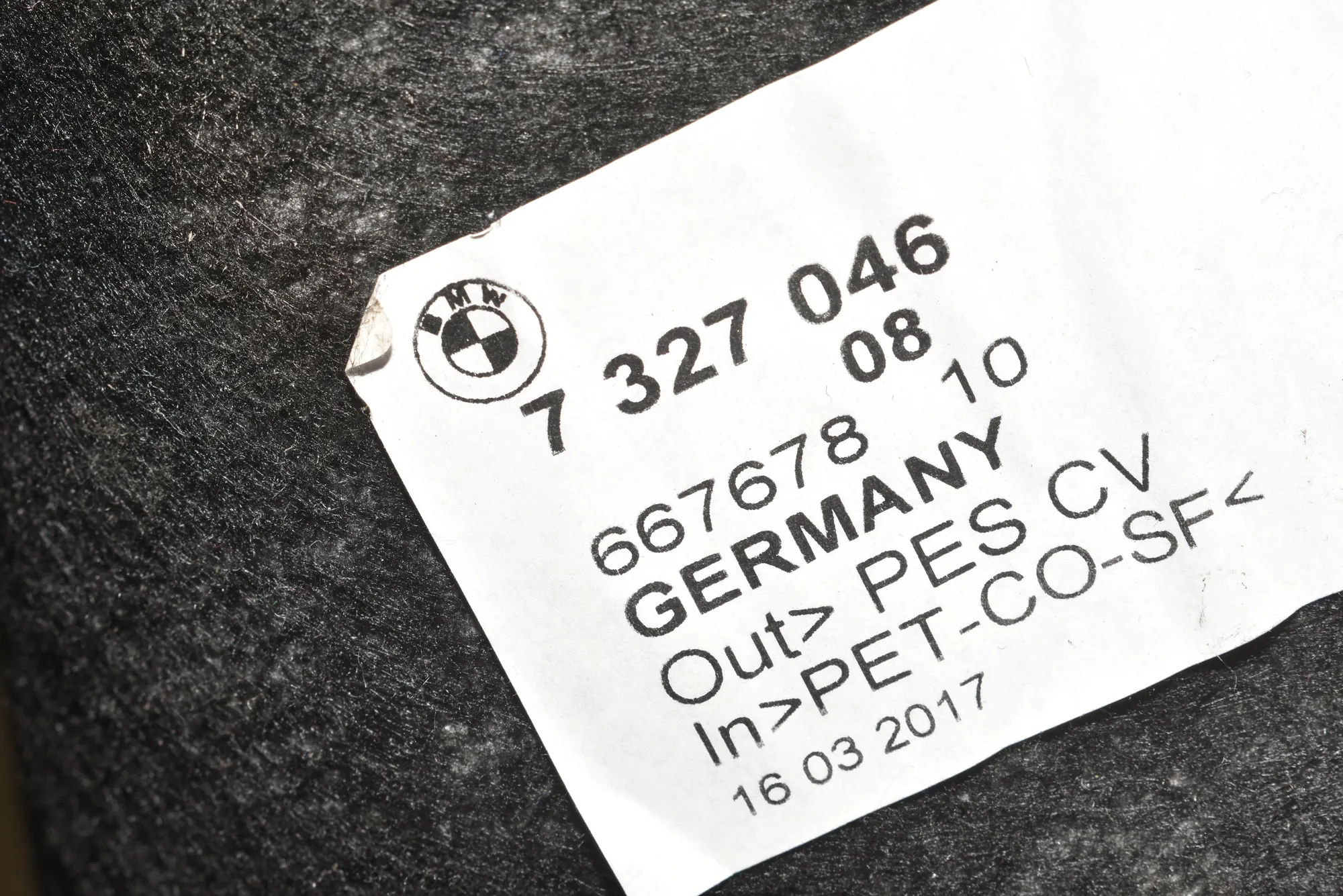 Sound Insulation – OEM 7327046 · BMW 2 Gran Tourer (F46) 218 d xDrive 2017 – 4