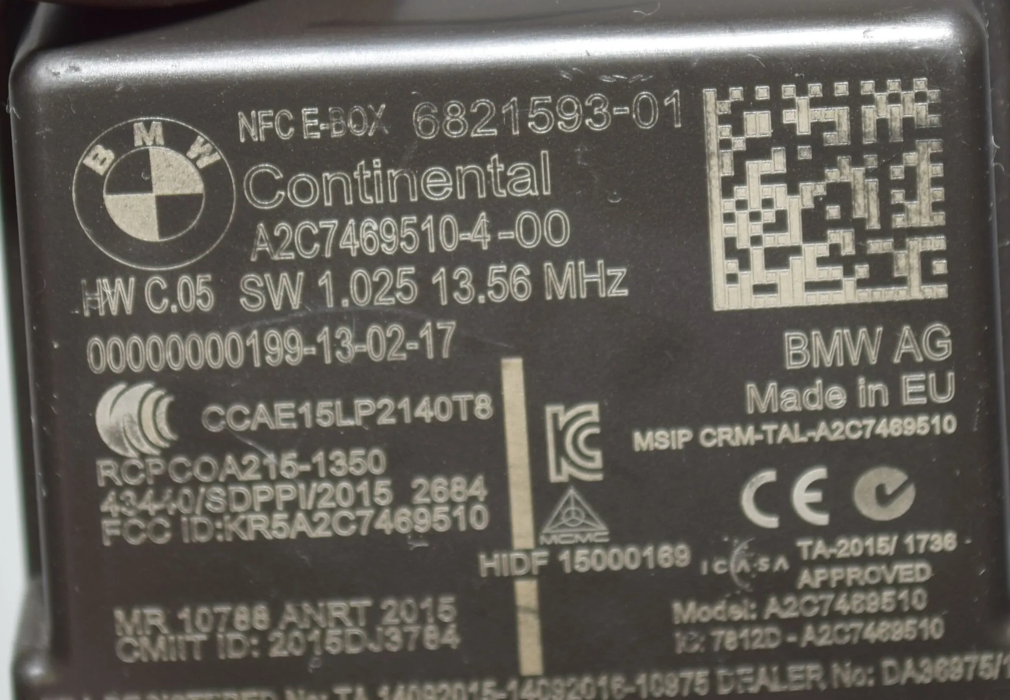Other Control Units – OEM 6821593 · BMW 7 (G11, G12) 730 d, Ld xDrive 2017 – 4