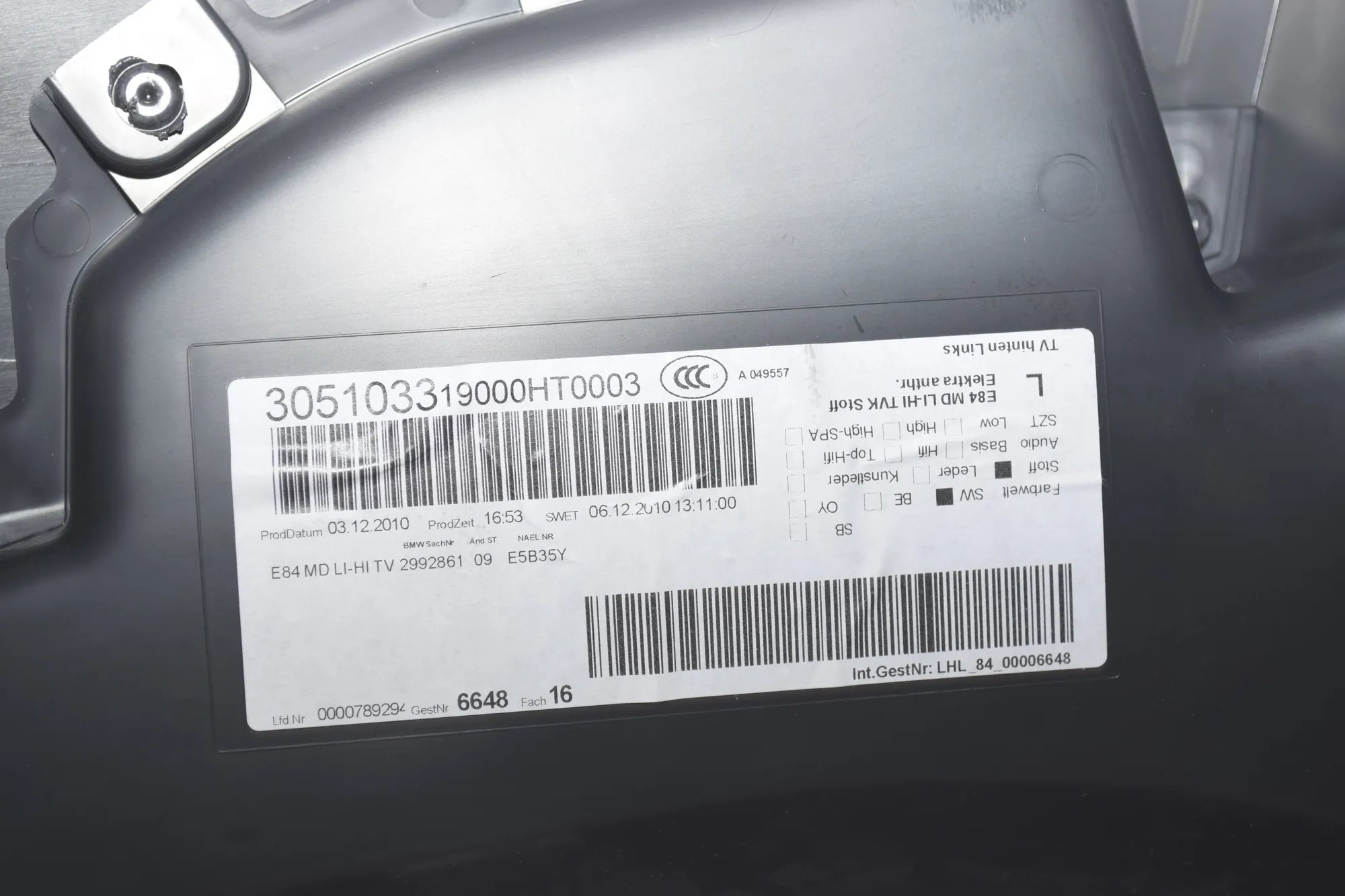 Rear Left Door Panel – OEM 2991536 · BMW X1 (E84) BMW X1 (E84) sDrive 18 d 2010 – 8