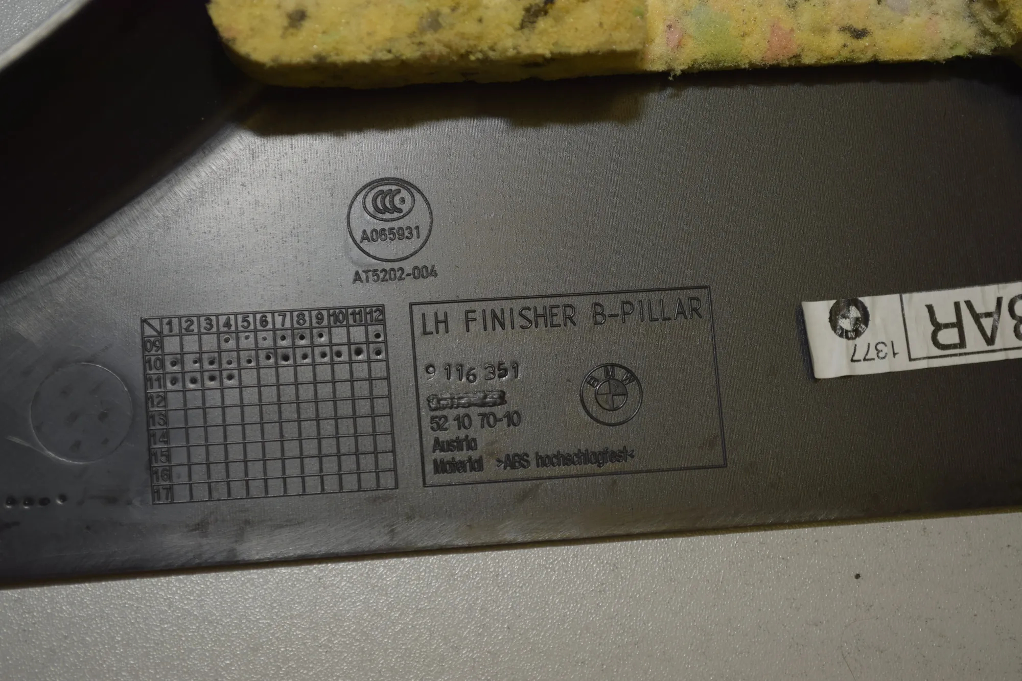 Left Side B Pillar Trim – OEM 9116351 · BMW 5 (F10) 525 d 2011 – 4