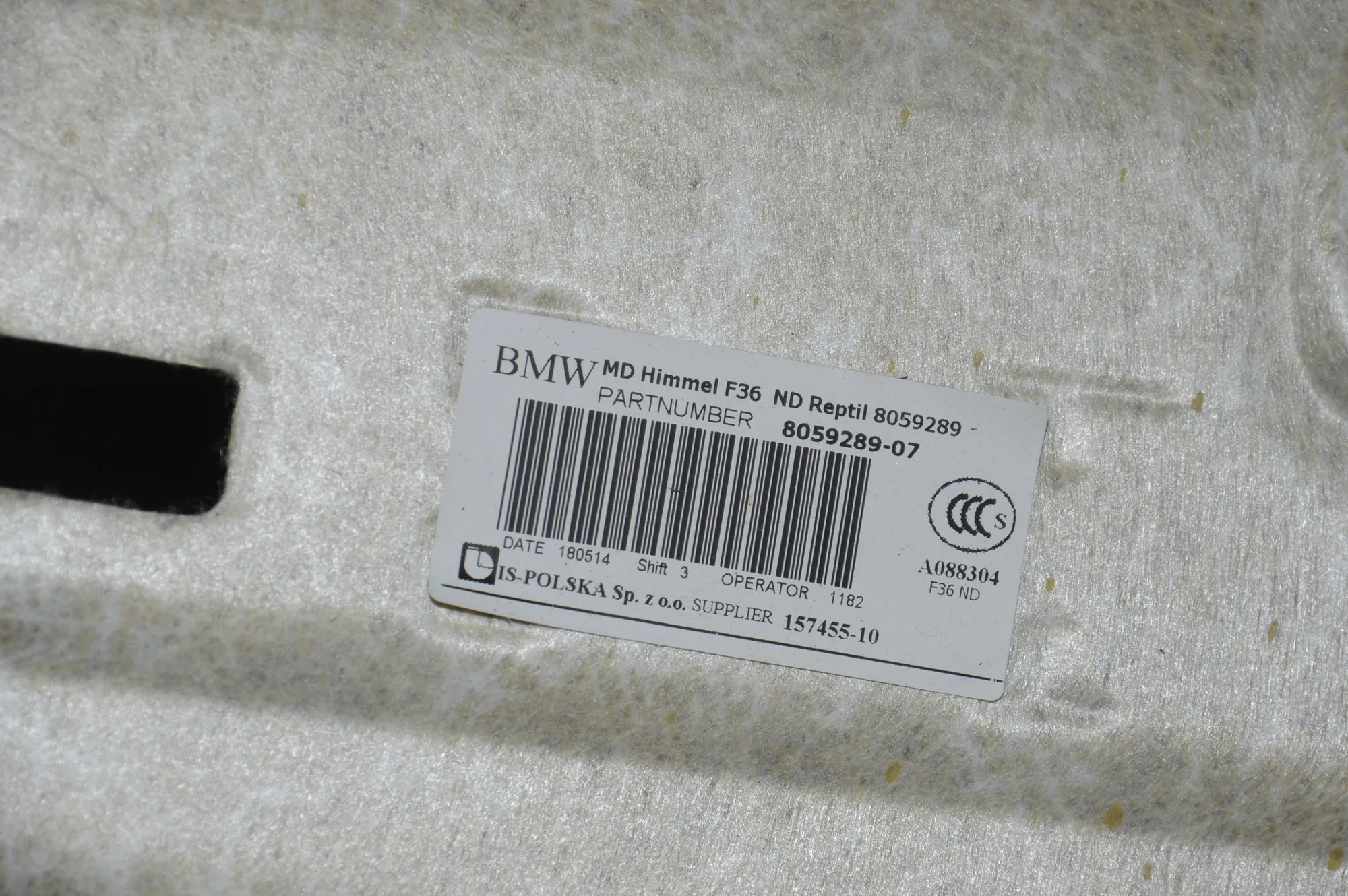 Roof Headliner – OEM 8059289 · BMW 4 Gran Coupe (F36) 430 d 2018 – 5