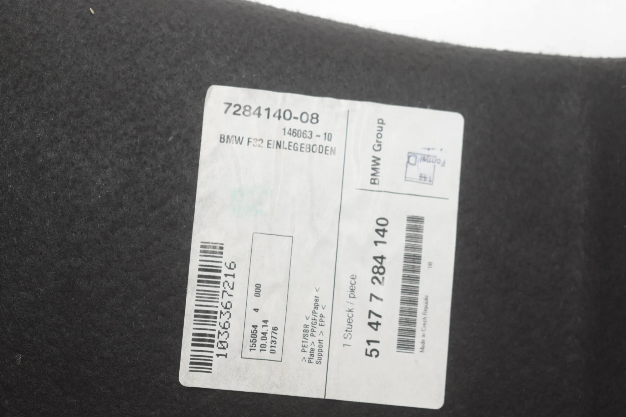 Trunk Boot Carpet – OEM 7284140 · BMW 4 Coupe (F32, F82) 430 d xDrive 2014 – 5